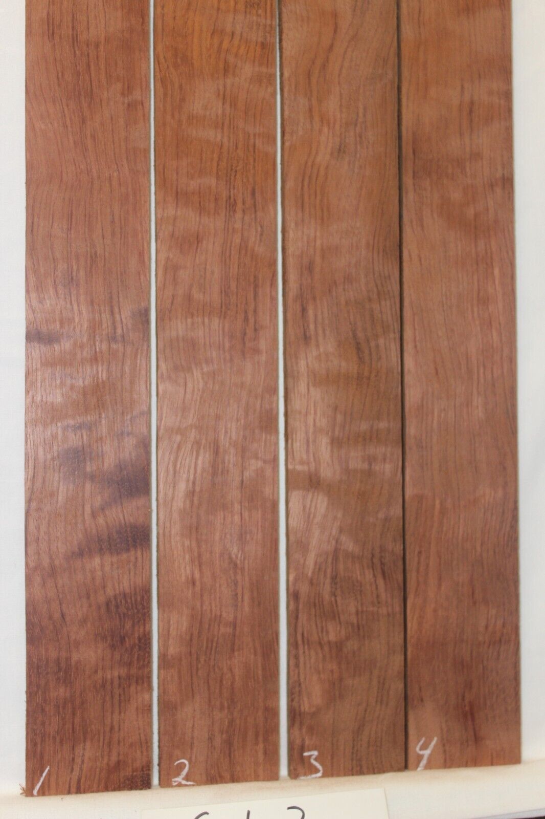 Figured bubinga guitar fingerboard blanks, sold individually.