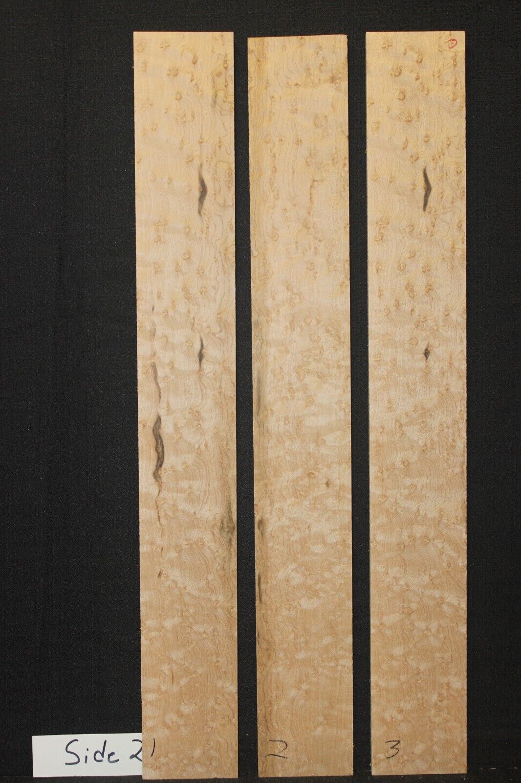 4A birdseye maple guitar fingerboard blanks, minor flaws, sold individually.