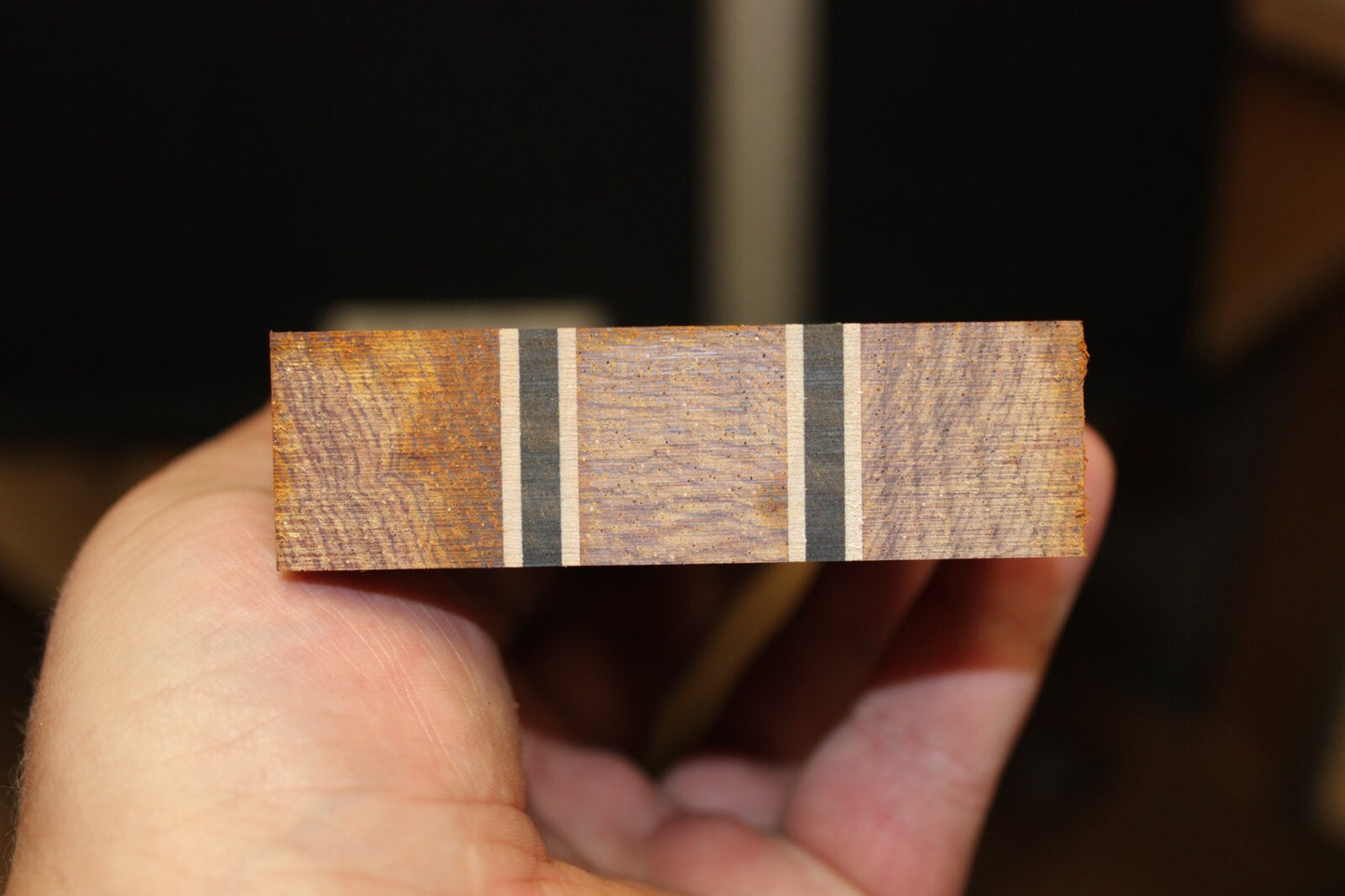 Cocobolo, flame maple and ebony laminated guitar neck blank. WOW!!!