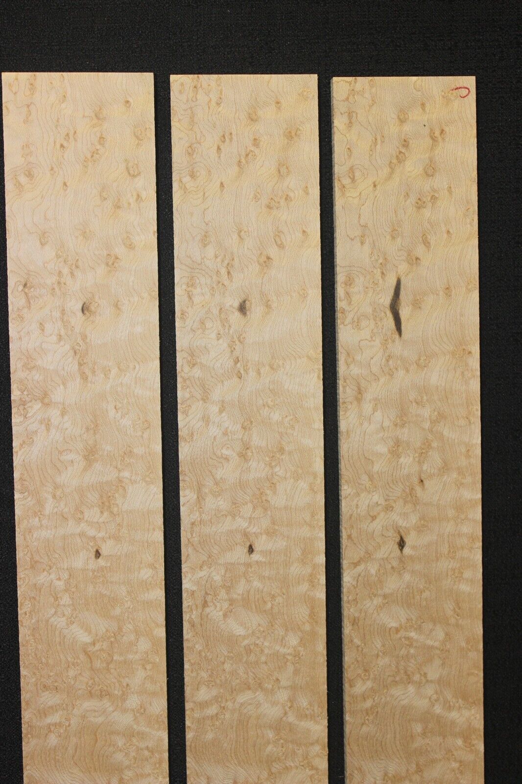 5A birdseye maple guitar fingerboard blanks, minor flaws, sold individually.
