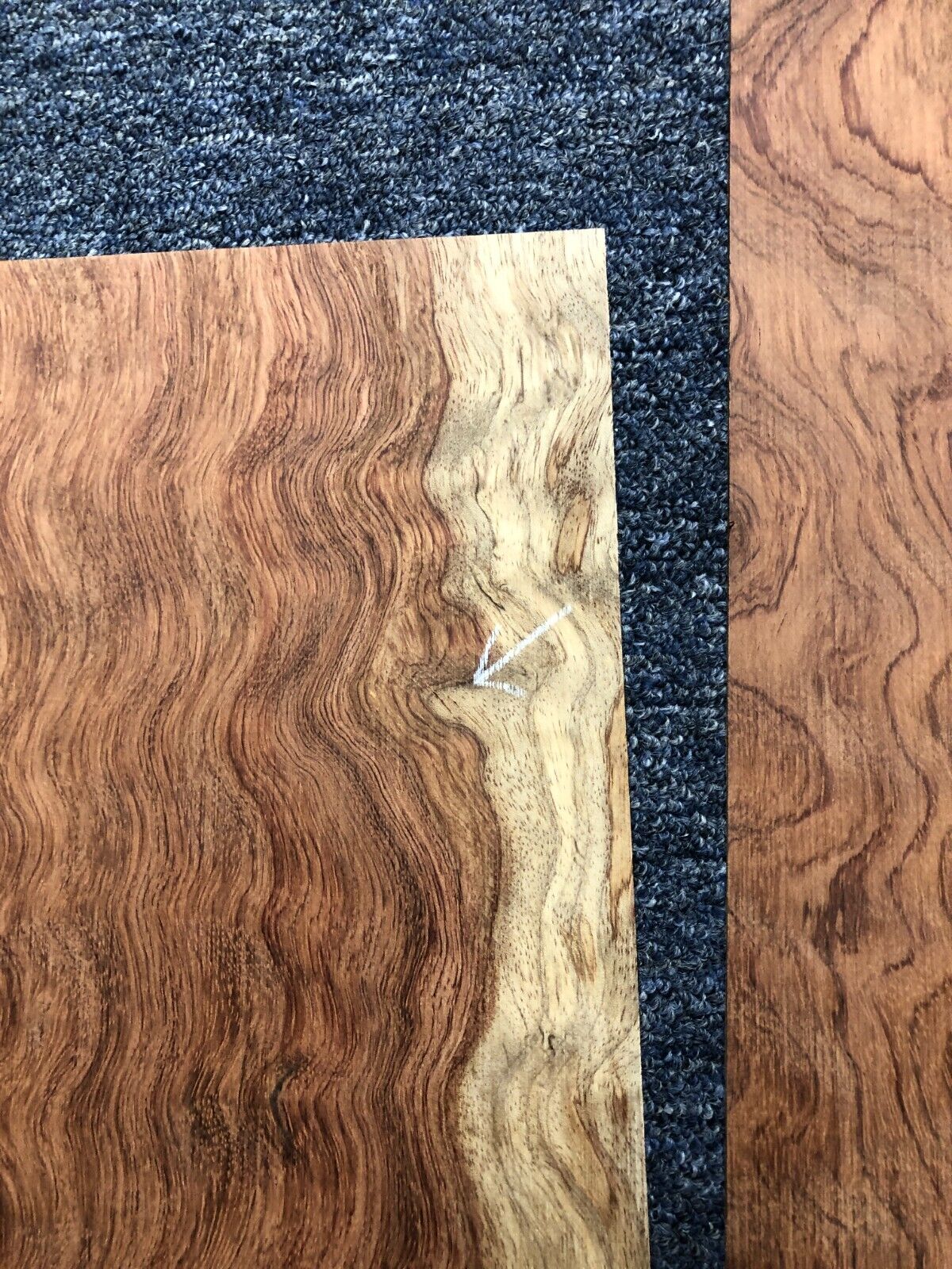 Waterfall figured bubinga back and side set. Stunning grain, color and figure.