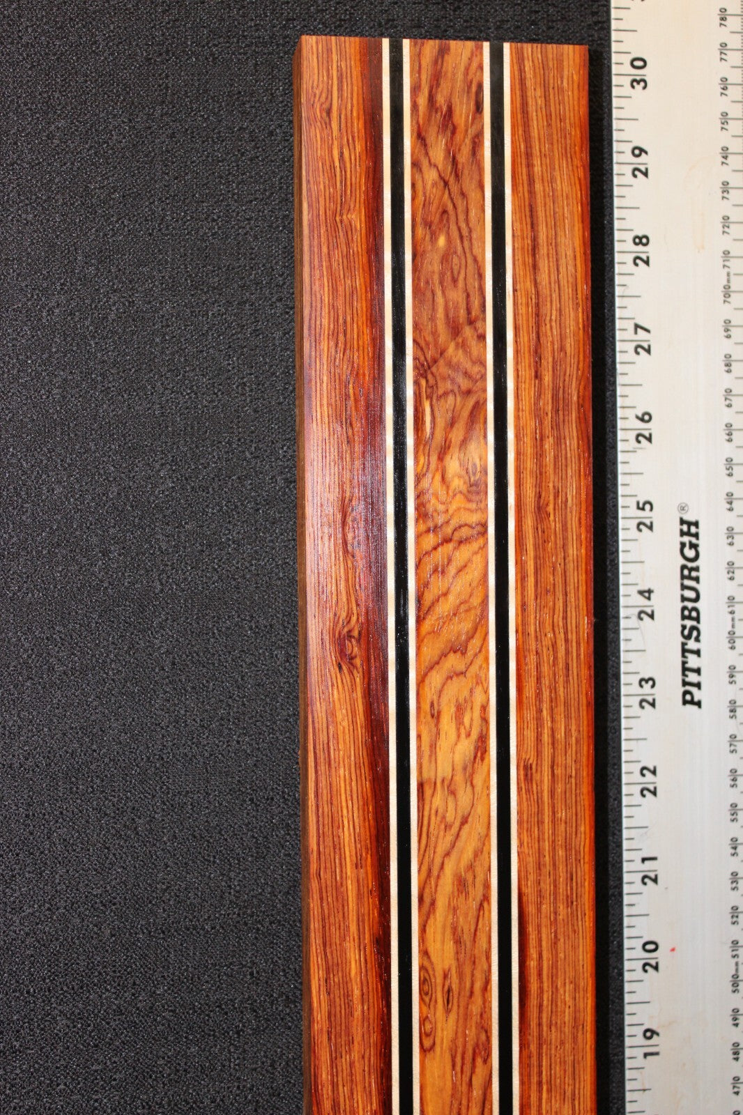 Cocobolo, flame maple and ebony laminated guitar neck blank. WOW!!!