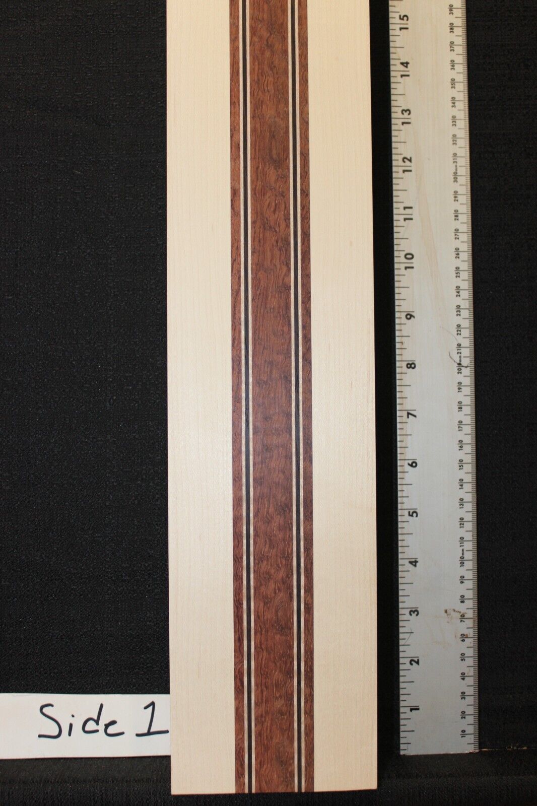 Pomelle bubinga, wenge, flame maple and hard maple guitar neck blank, 2" thick