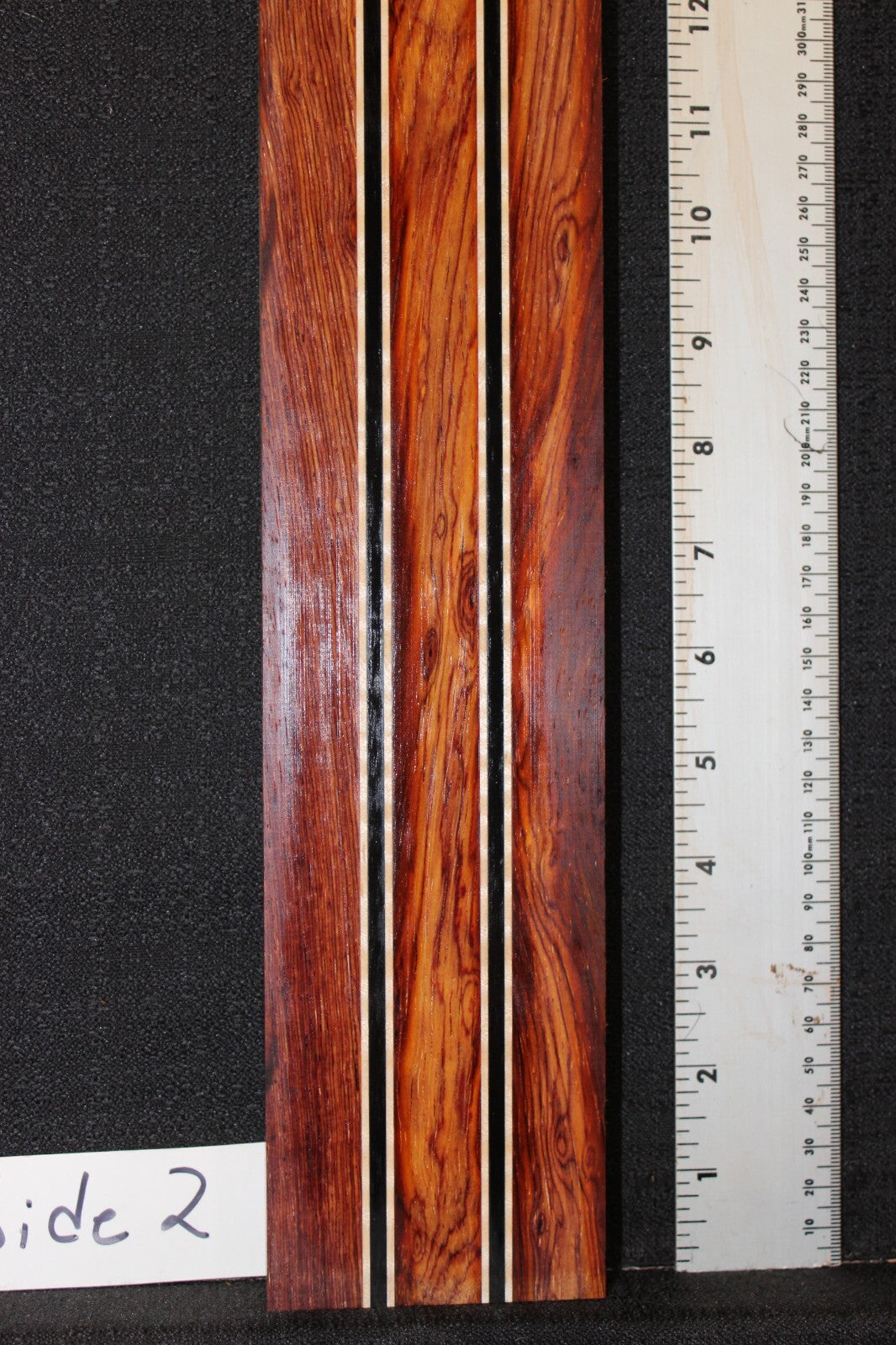 Cocobolo, flame maple and ebony laminated guitar neck blank. WOW!!!