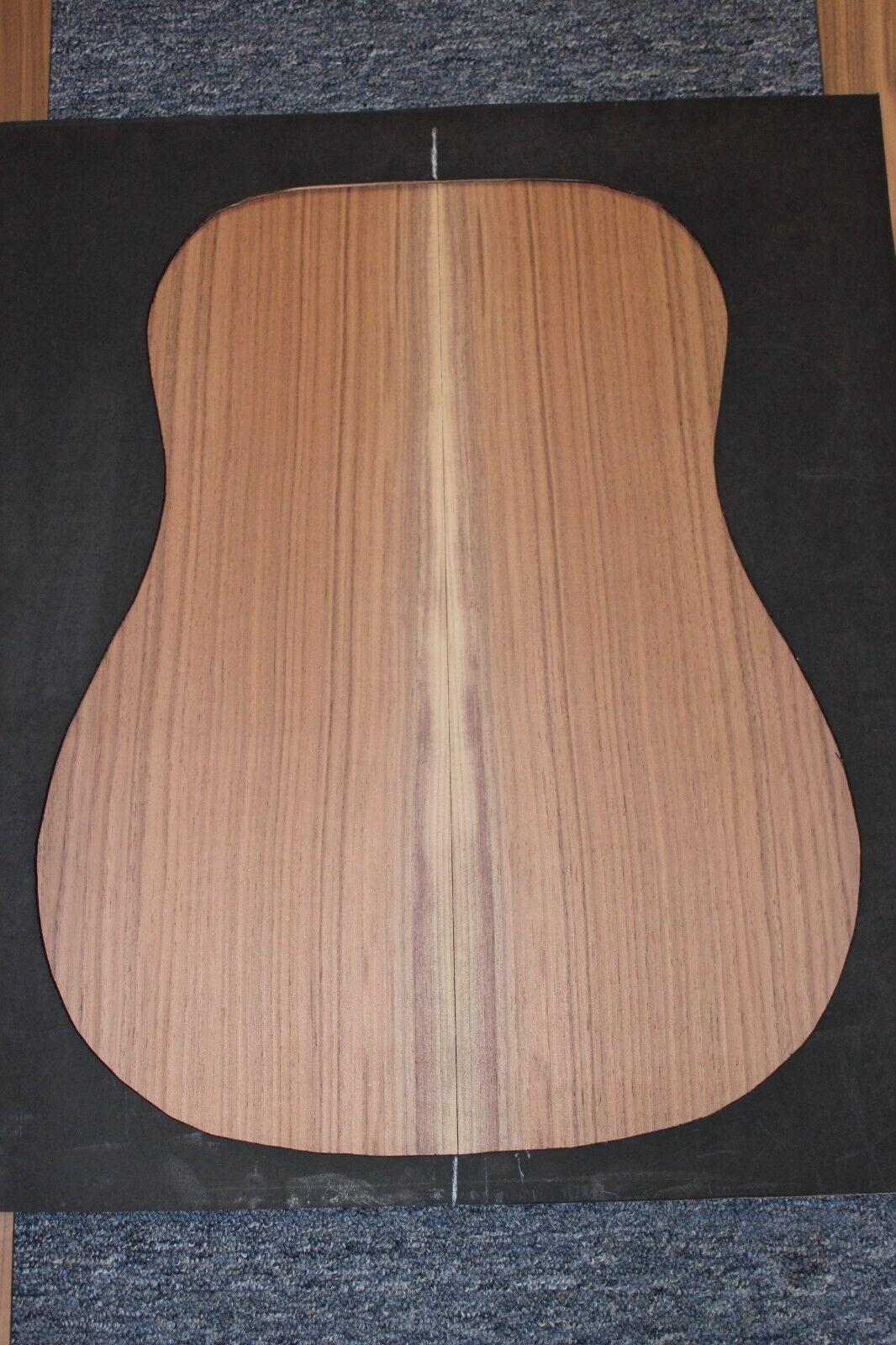 Black walnut dreadnought size guitar back and side set.