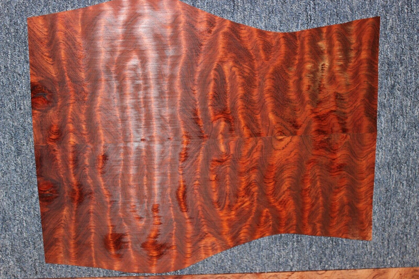 Waterfall figured bubinga back and side set. Stunning grain, color and figure.