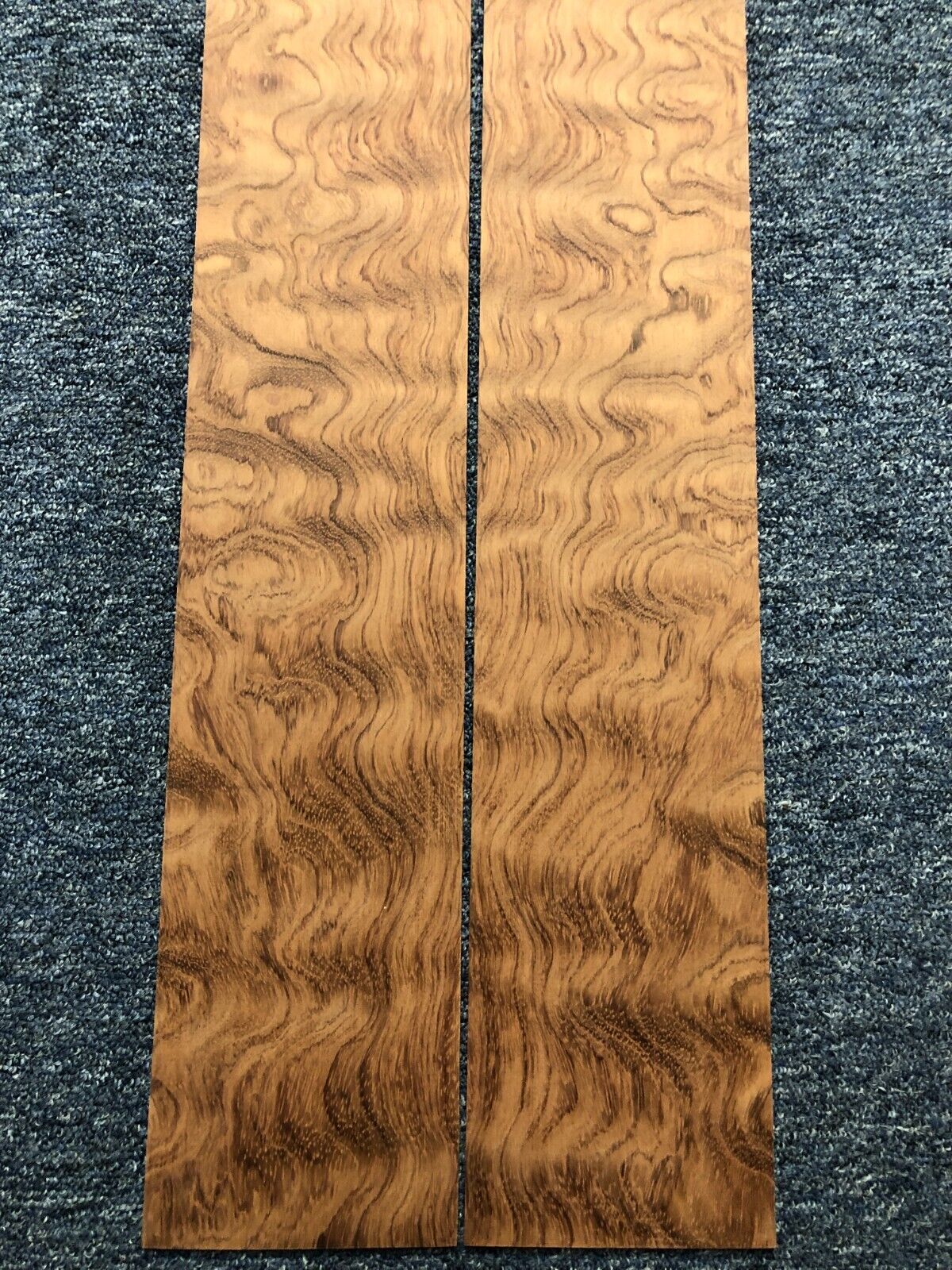 Waterfall figured bubinga back and side set. Stunning grain, color and figure.