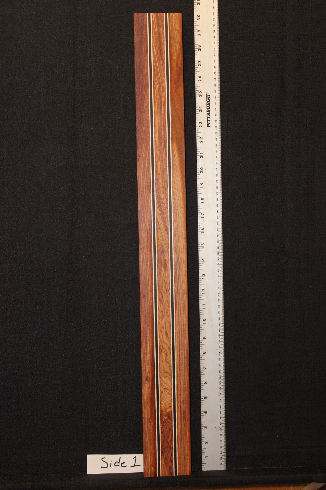 Cocobolo, flame maple and ebony laminated guitar neck blank. WOW!!!