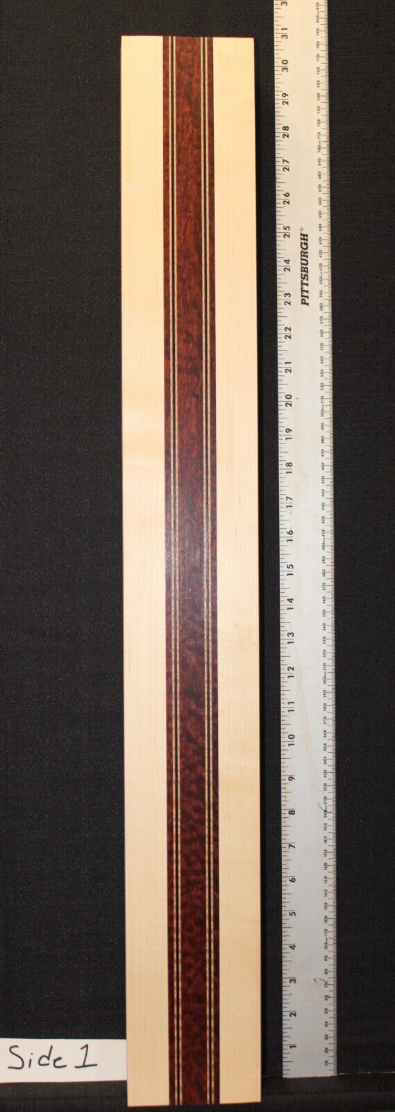 Pomelle bubinga, wenge, flame maple and hard maple guitar neck blank, 2" thick