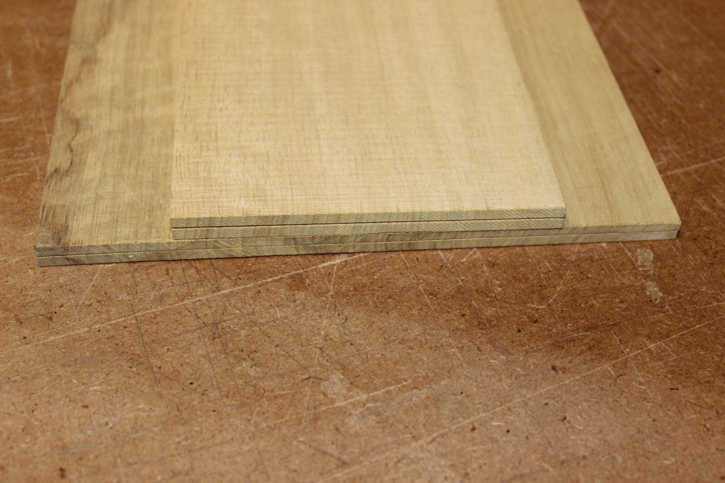 Quarter sawn white limba / korina acoustic back and side set. Dread size