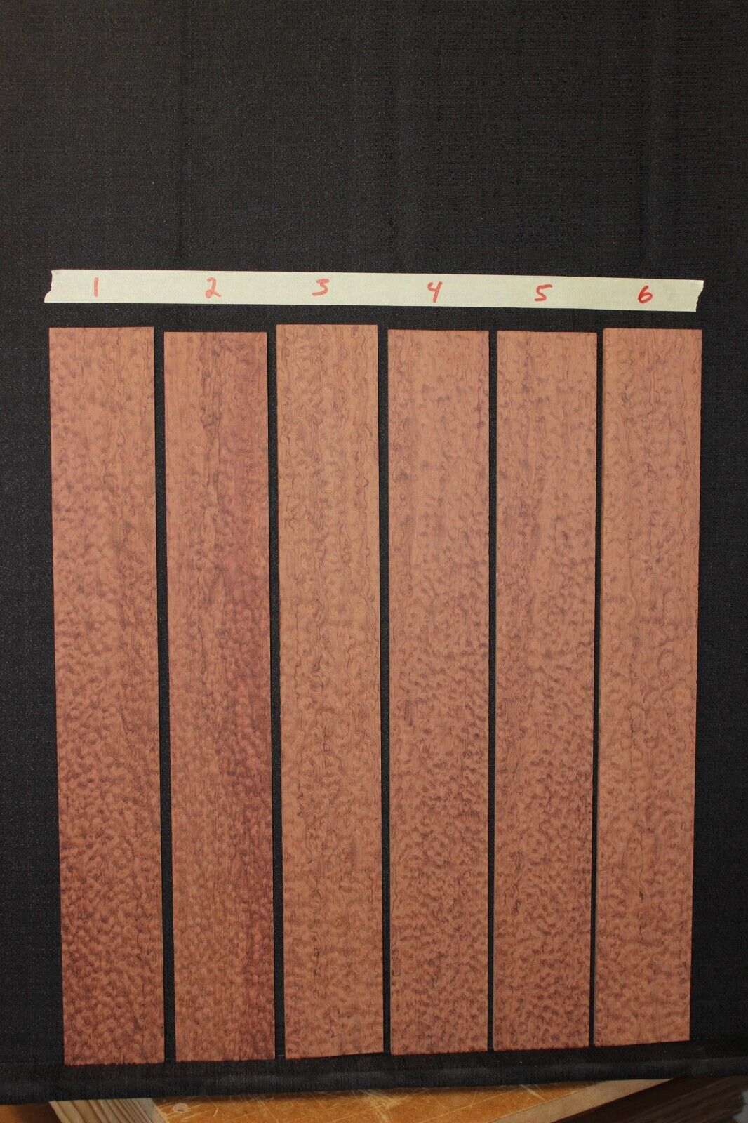 Pomelle figured bubinga guitar fingerboard blanks, sold individually. 22" long