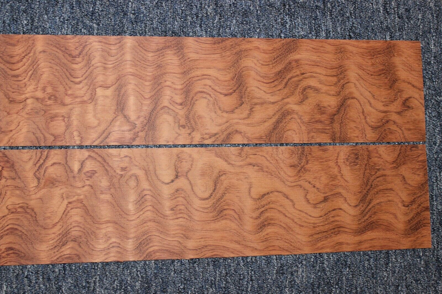 Waterfall figured bubinga back and side set. Stunning grain, color and figure.