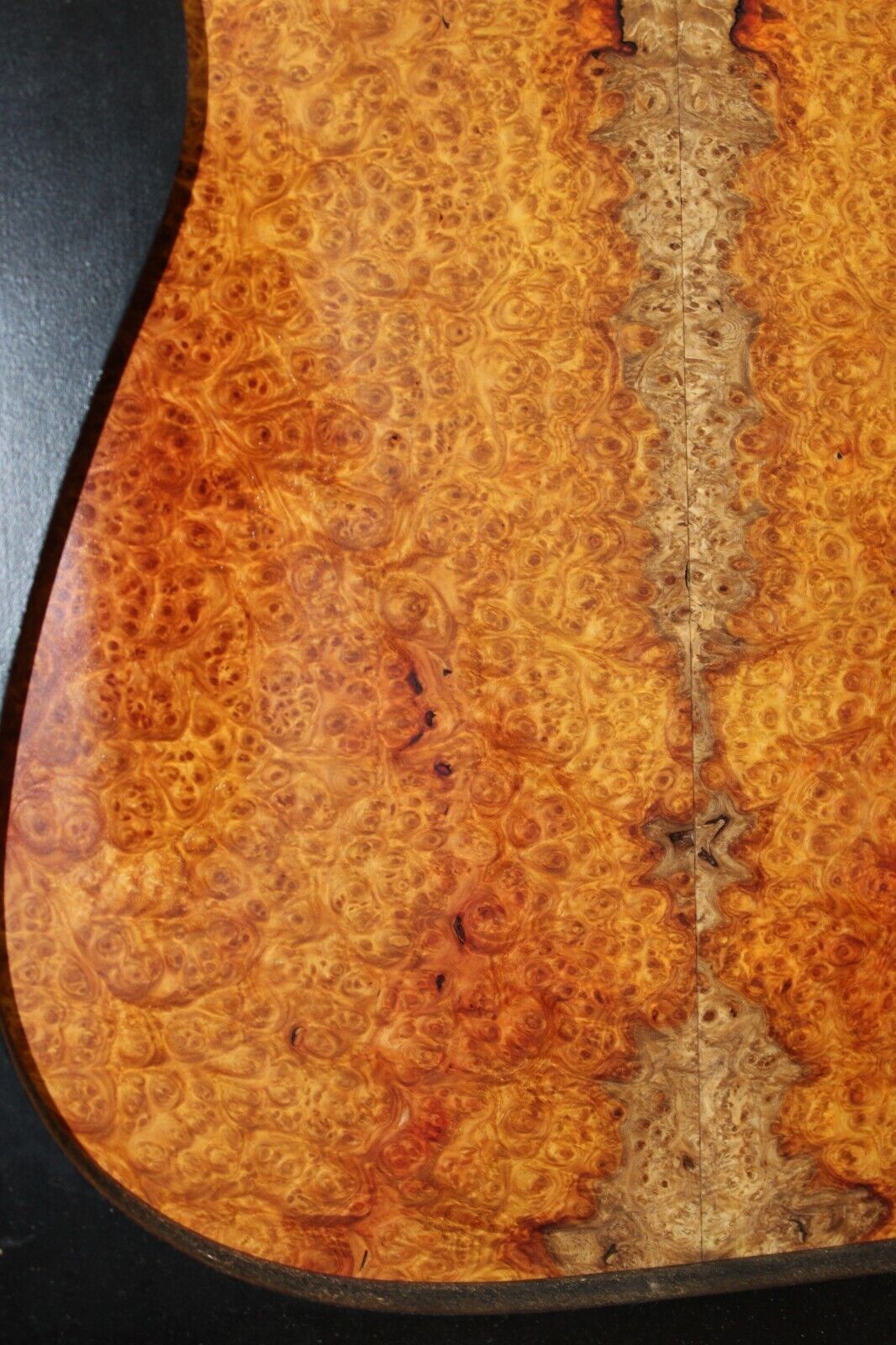 Amboyna burl book matched guitar top. Personal stash, stunning set.