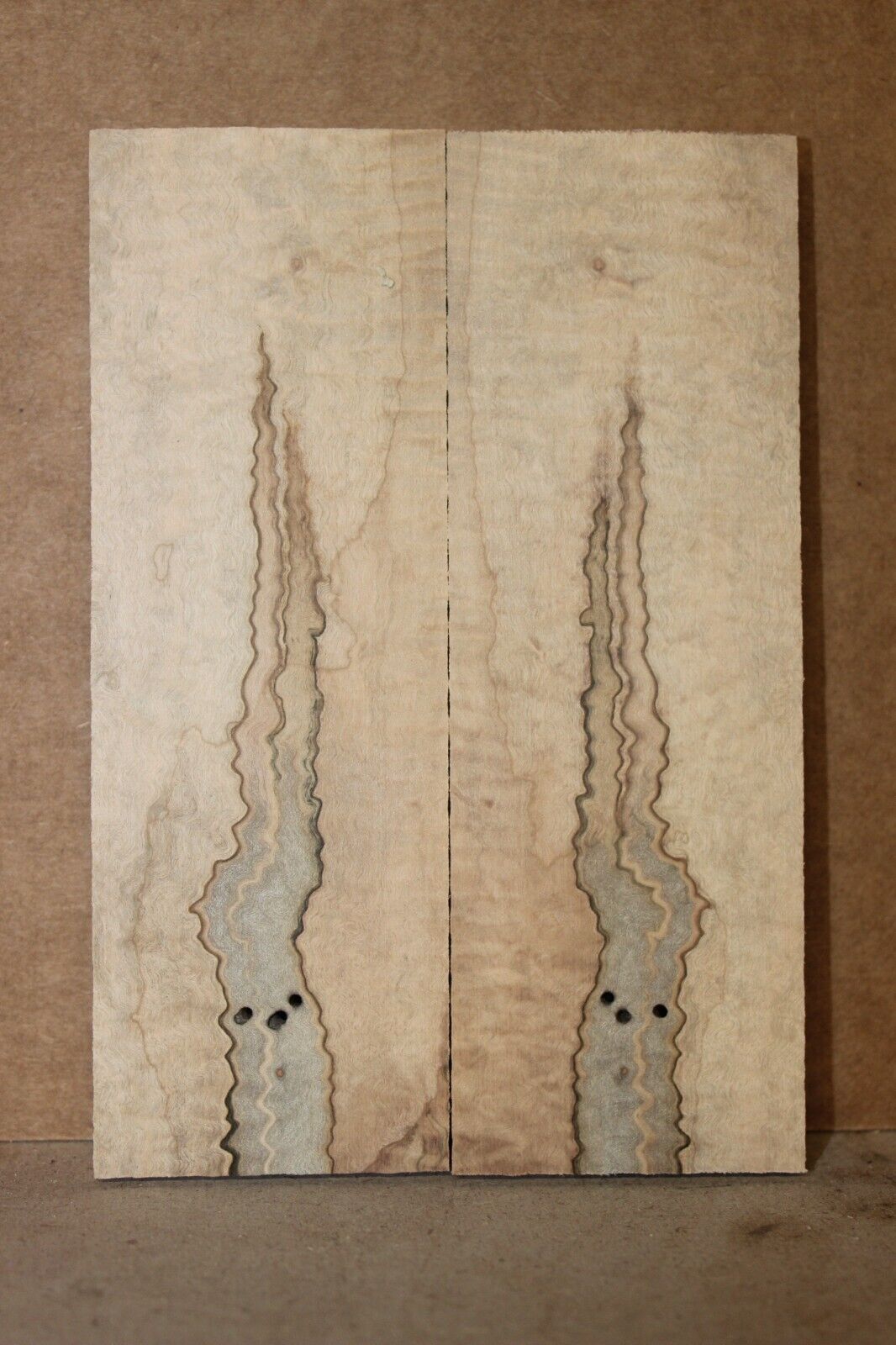 Curly ambrosia maple knife scale, gun grip. Insane tight figure 5.75 X 2 X 3/8"