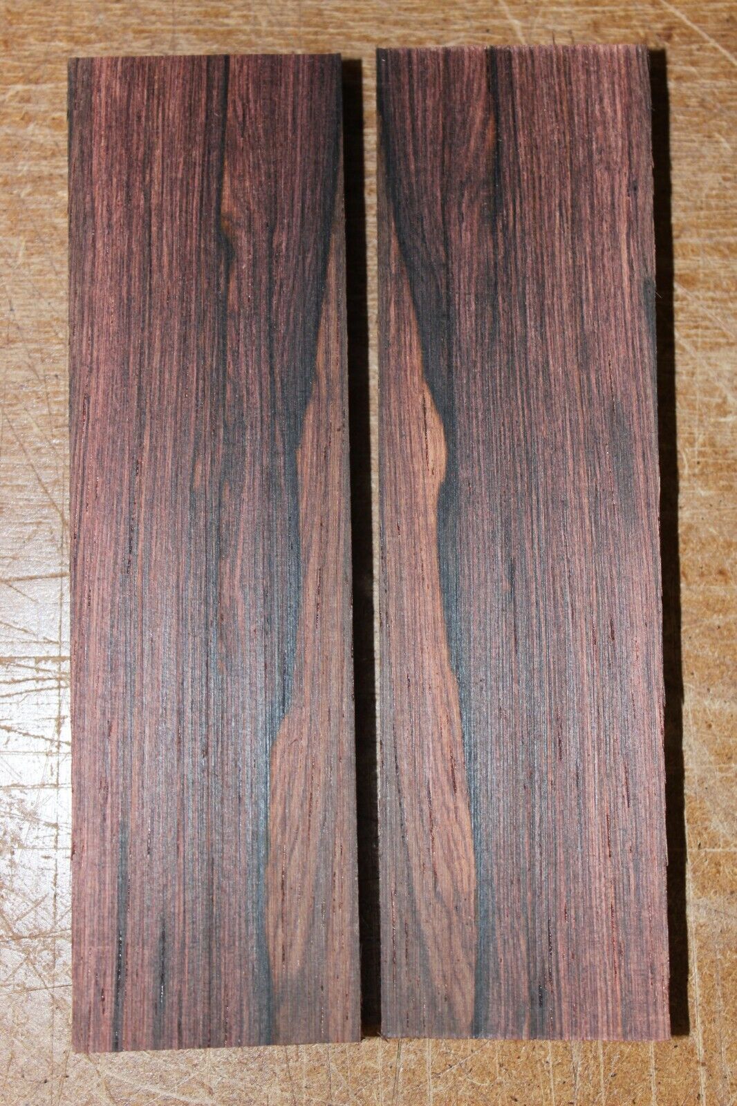 Madagascar rosewood knife scale, gun grip. 5.25 X 1.5 X 3/8" select grade!