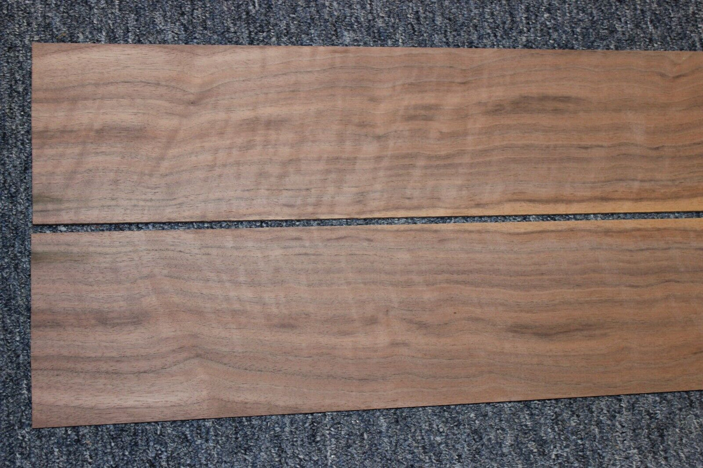Flame figured black walnut dreadnought size guitar back and side set.