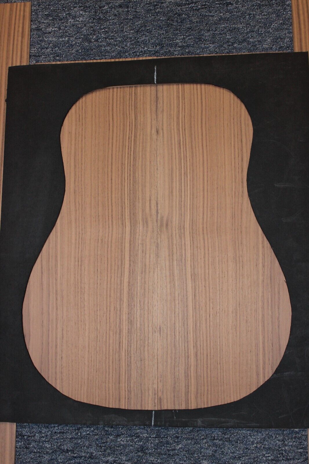 Black walnut dreadnought size guitar back and side set.