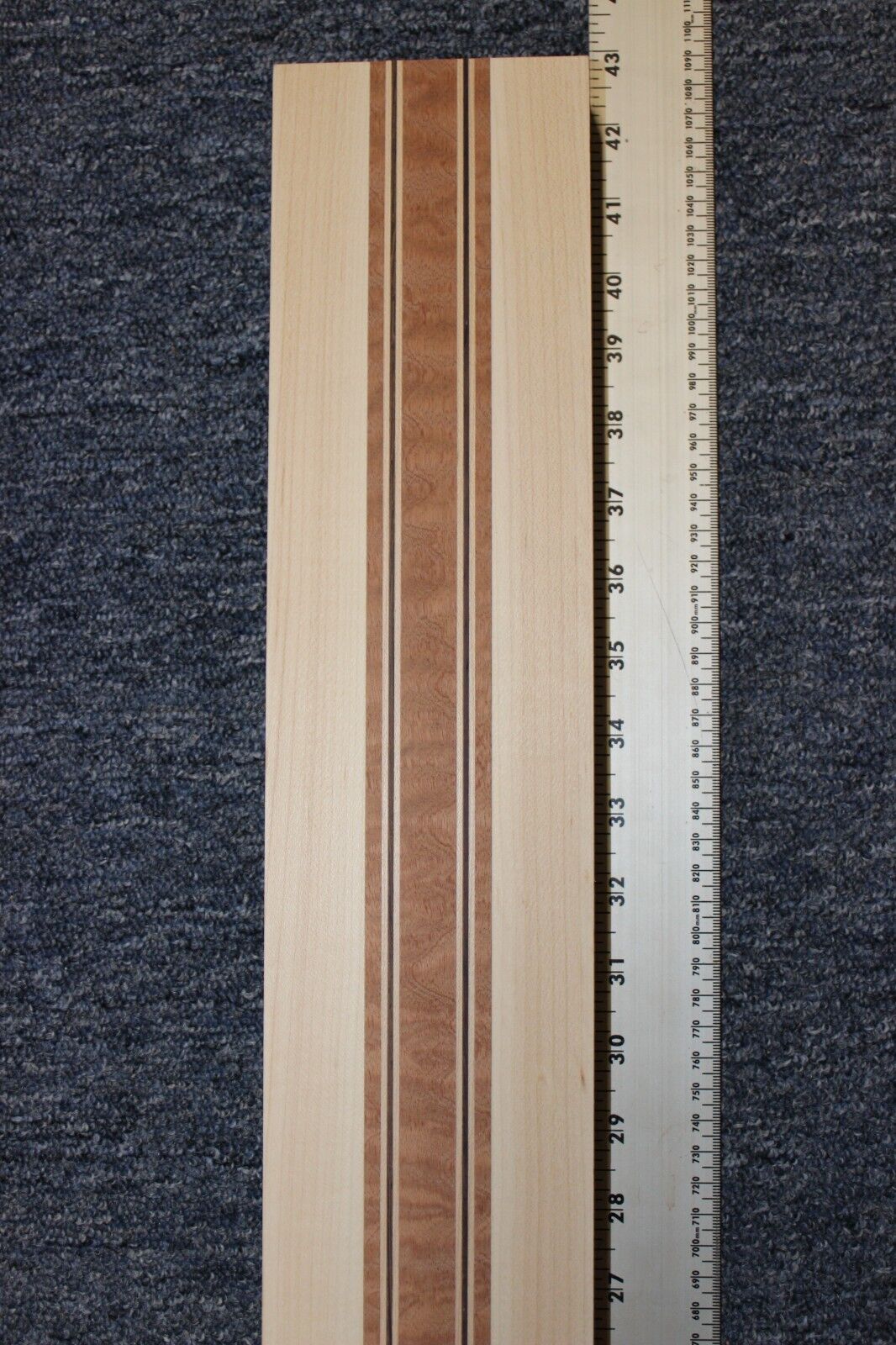 Quilted sapele, hard maple and wenge, guitar neck blank 42 X 3.93 X 1.54"