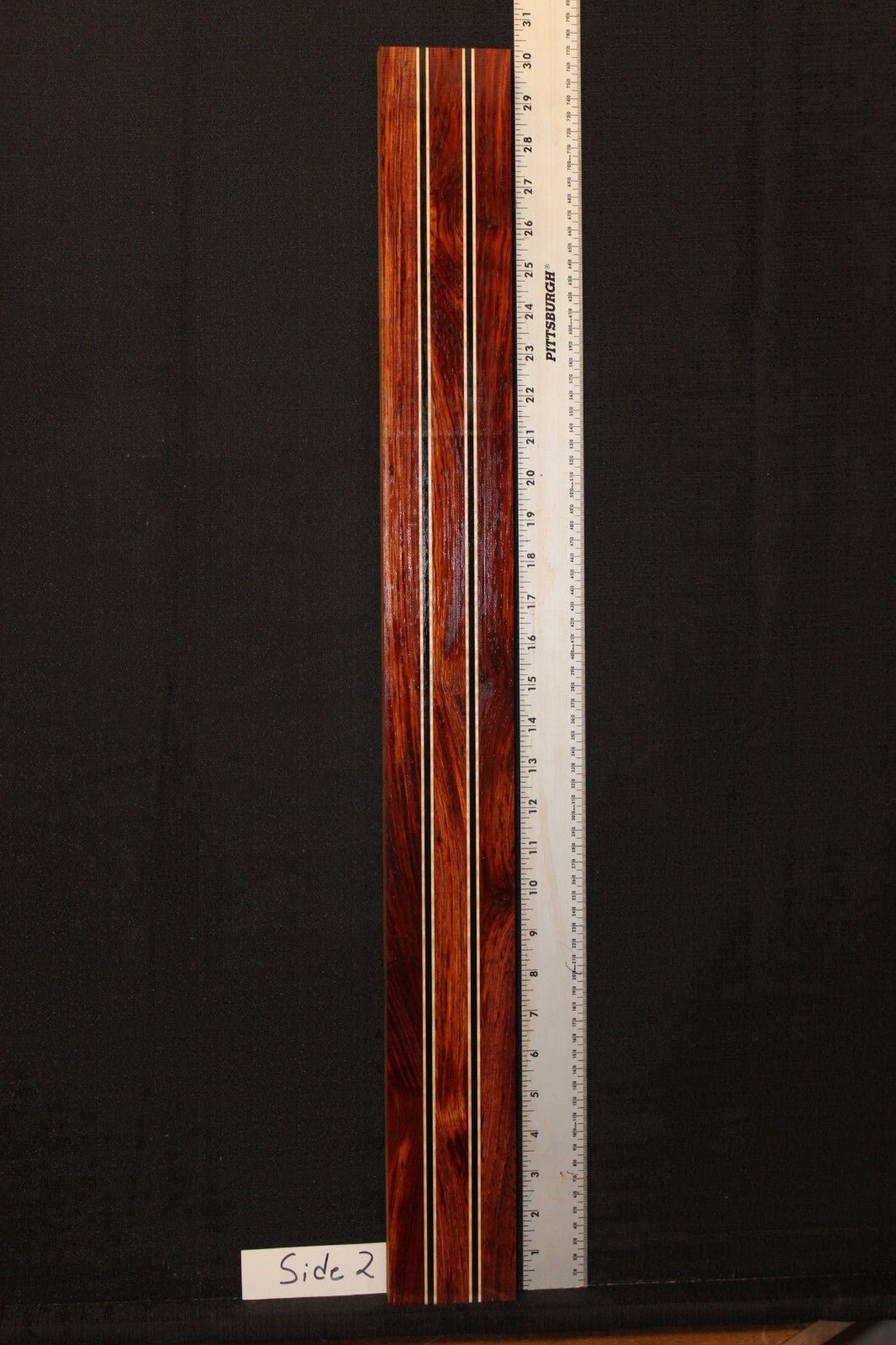 Cocobolo, flame maple and ebony laminated guitar neck blank. WOW!!!