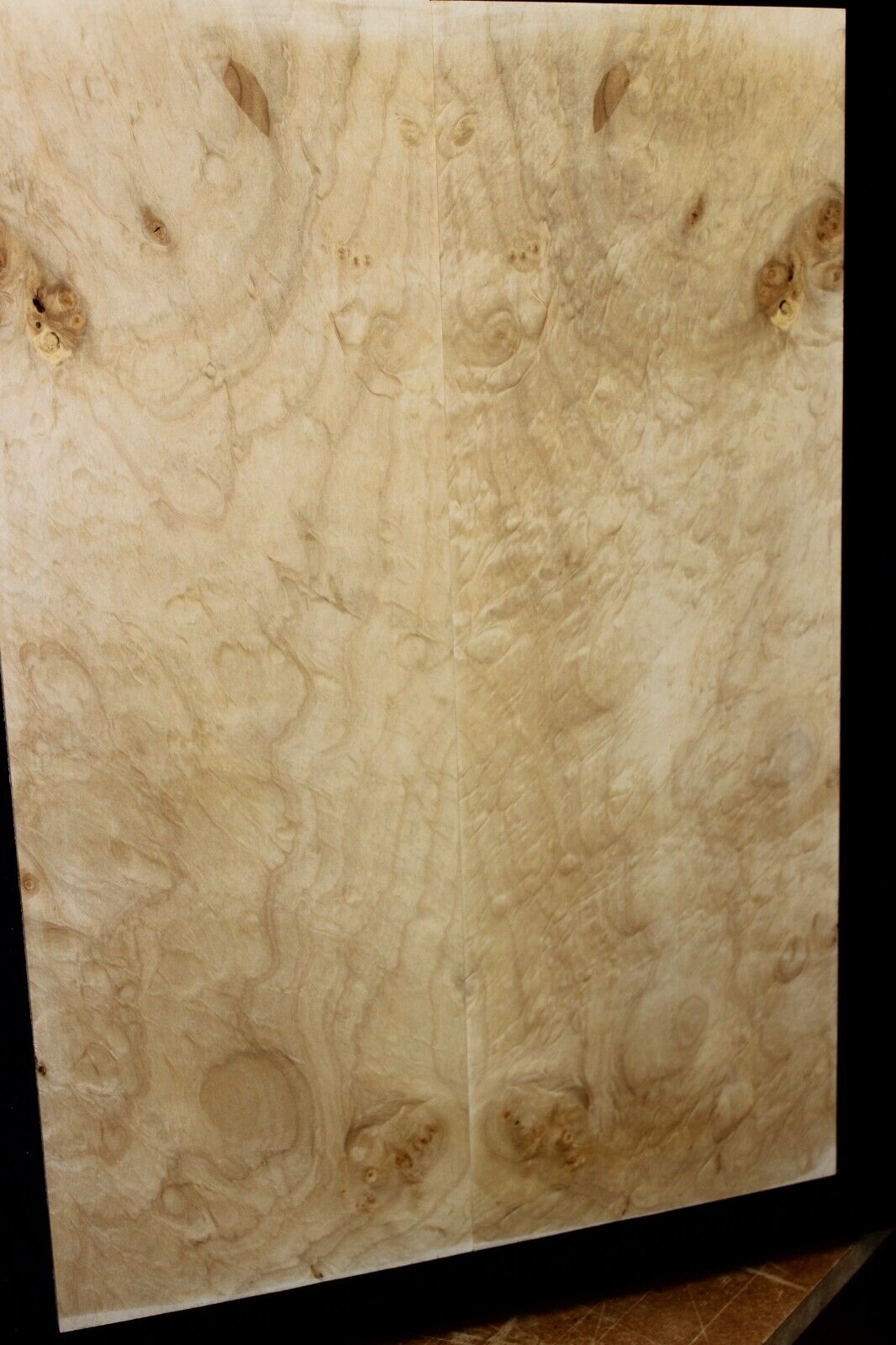 Silver maple, burl / lace figured guitar book matched top.