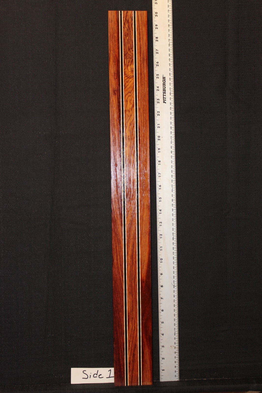 Cocobolo, flame maple and ebony laminated guitar neck blank. WOW!!!