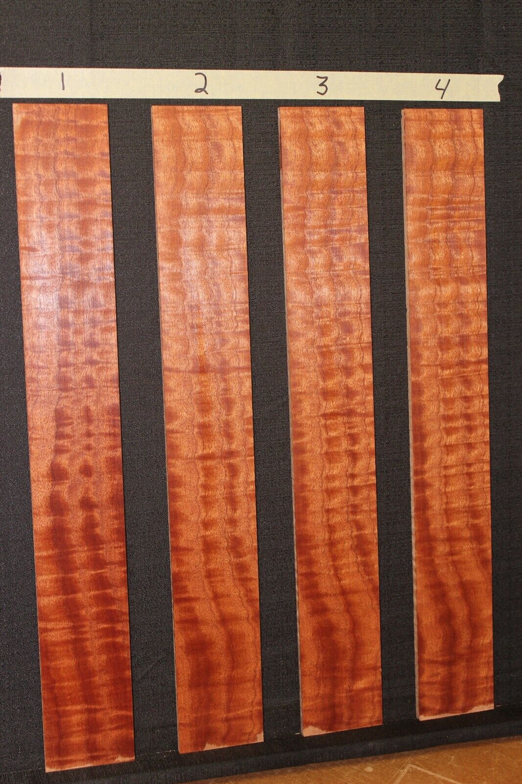Figured sapele guitar fingerboard blank. Sold individually. Very nice grain.