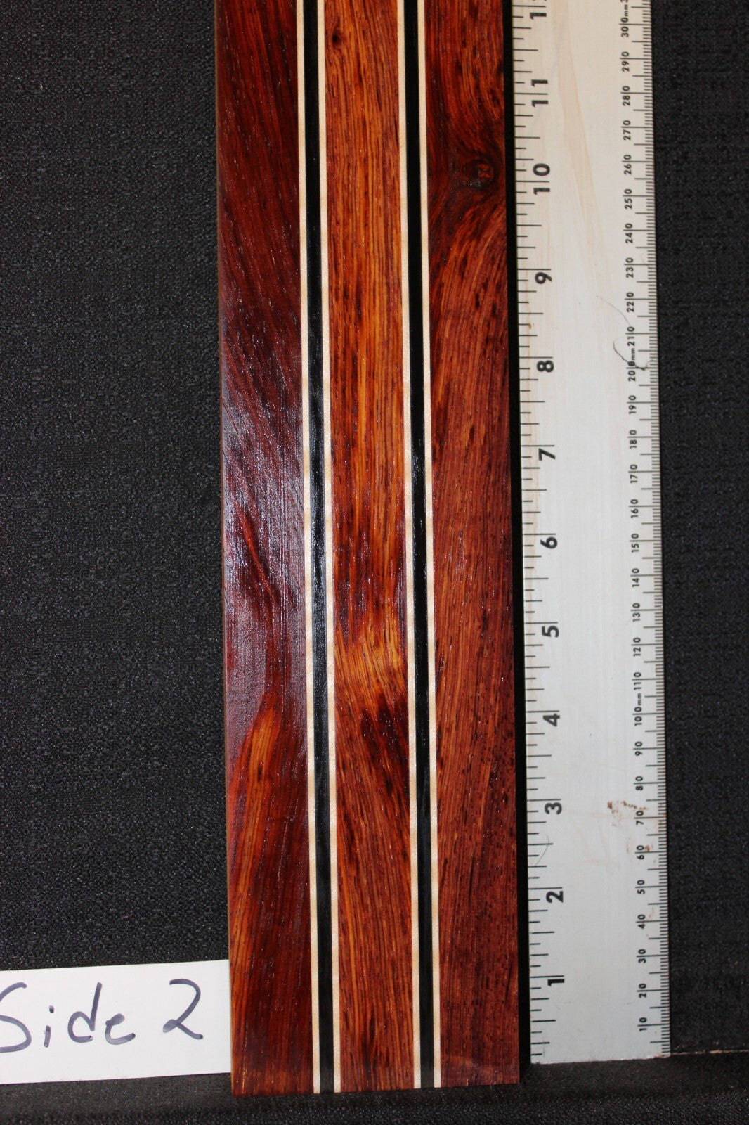 Cocobolo, flame maple and ebony laminated guitar neck blank. WOW!!!
