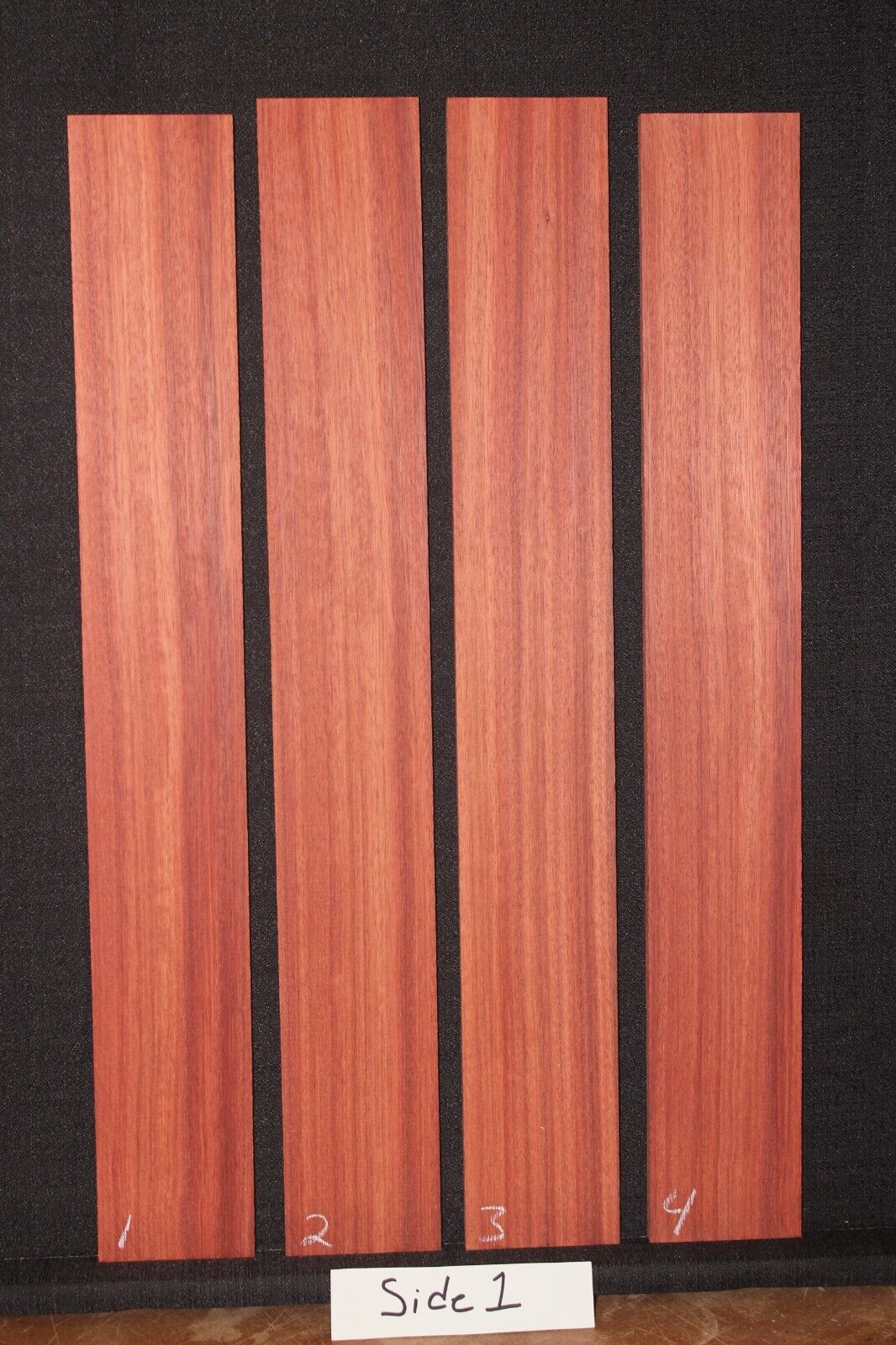 Blood wood guitar fingerboard blank. Rift cut, shows nice ribbon stripes.
