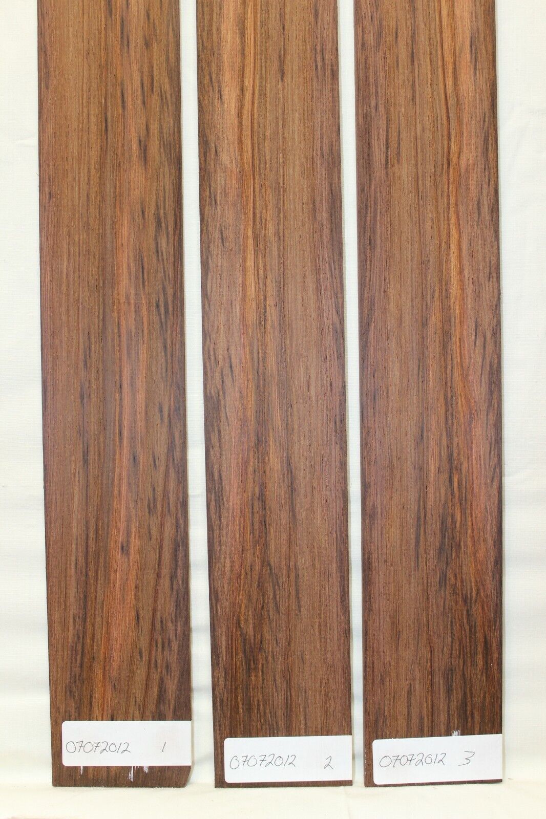 Madagascar rosewood bass fingerboard blank. Flat sawn, Sold individually.