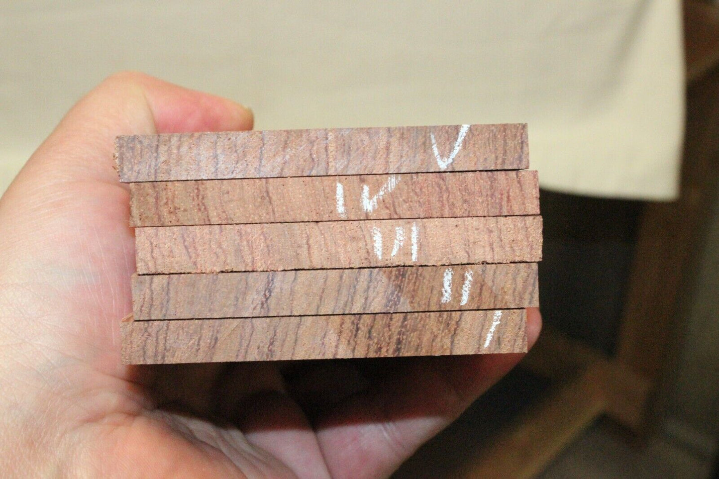 Bubinga bass fingerboard blank figured. 5 string bass size.