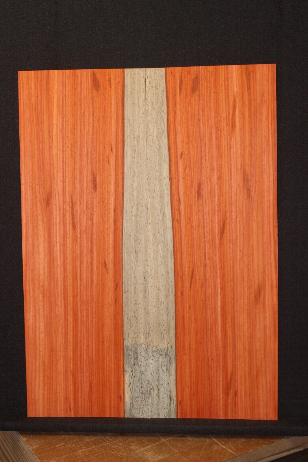 Padauk electric guitar top with white sapwood. Beautiful set.