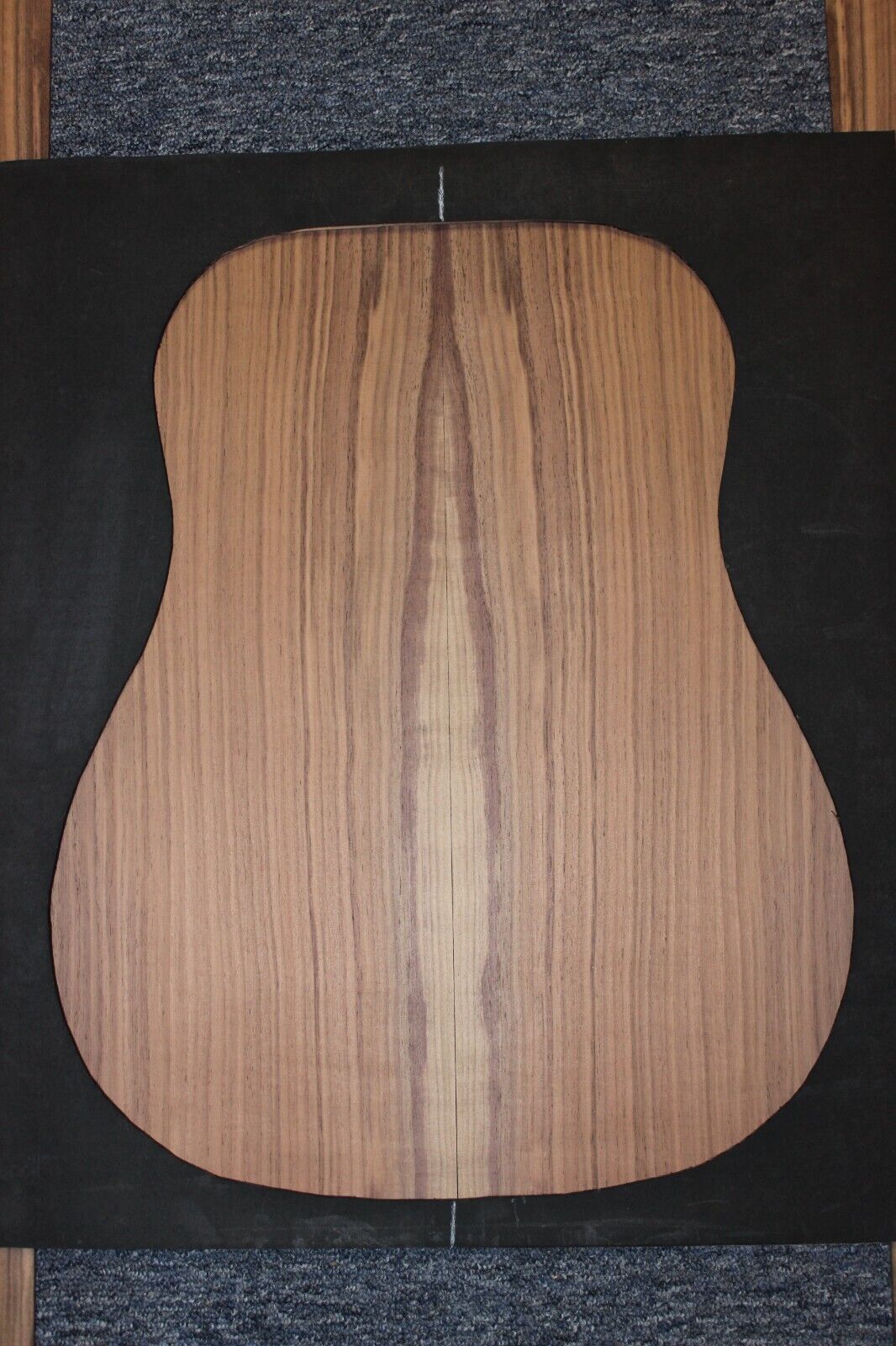 Black walnut dreadnought size guitar back and side set.