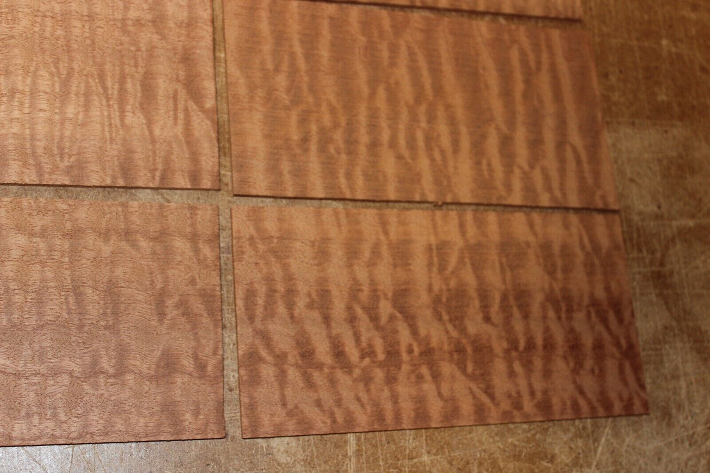 quilted figured sapele headstock / peg head veneer. Sold individually