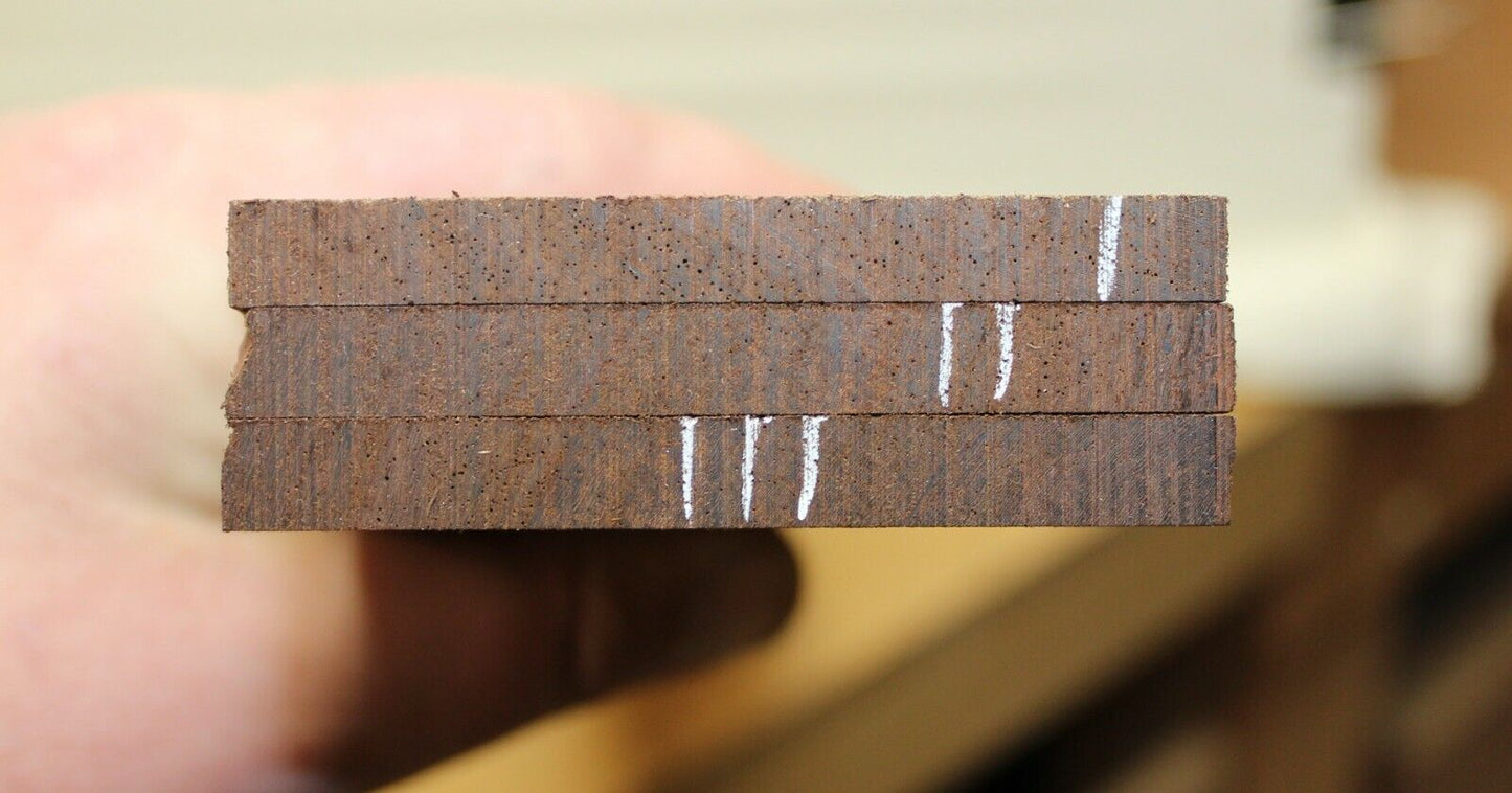 Madagascar rosewood bass fingerboard blank. Flat sawn, Sold individually.