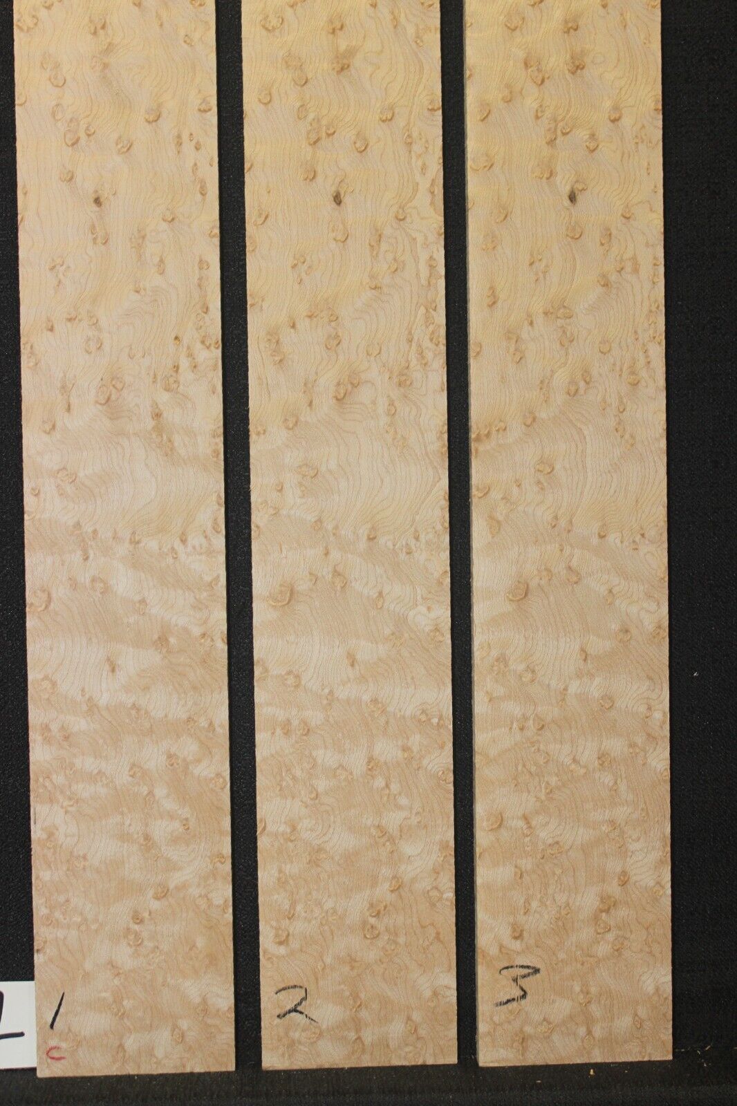 5A birdseye maple guitar fingerboard blanks, minor flaws, sold individually.