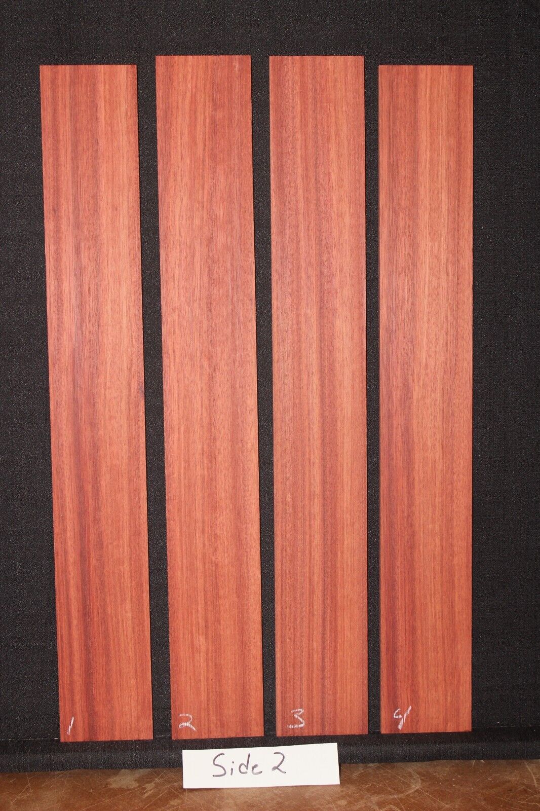 Blood wood guitar fingerboard blank. Rift cut, shows nice ribbon stripes.