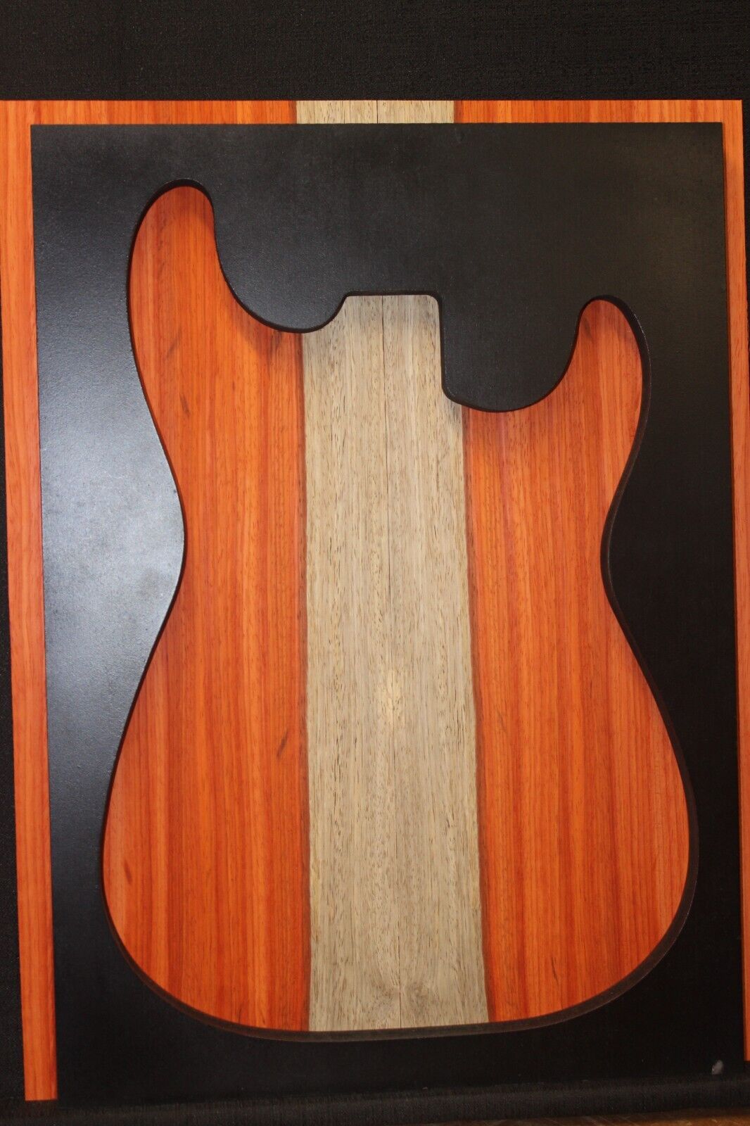Padauk electric guitar top with white sapwood. Beautiful set.