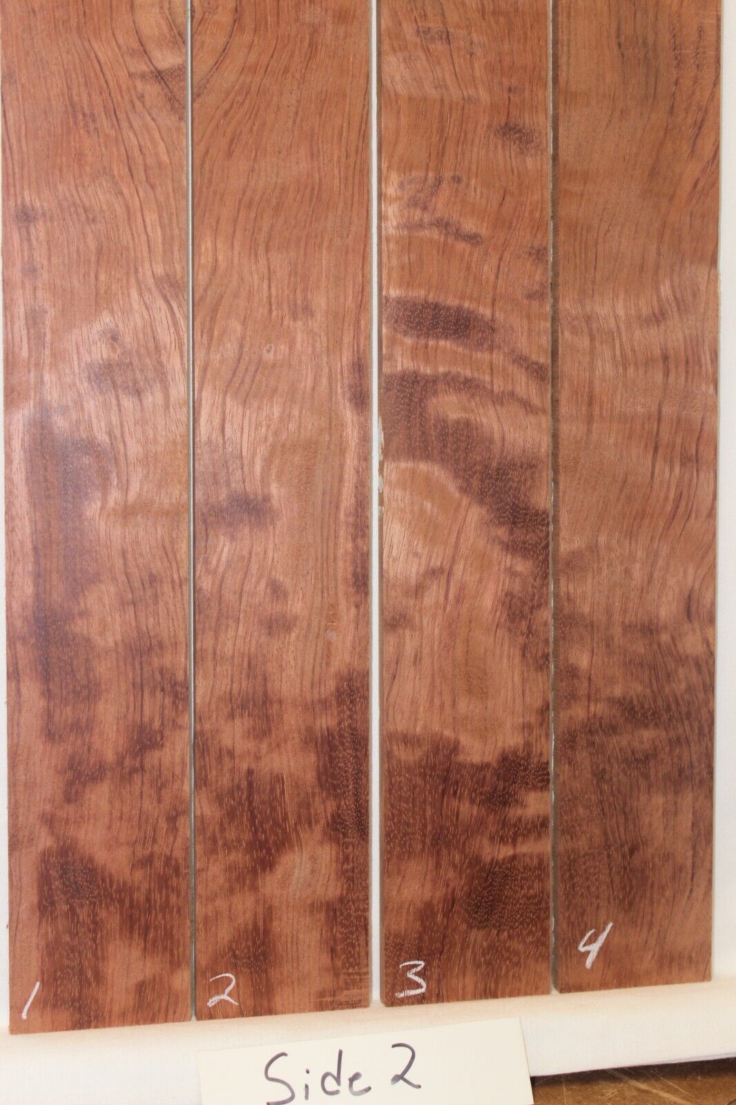 Figured bubinga guitar fingerboard blanks, sold individually.