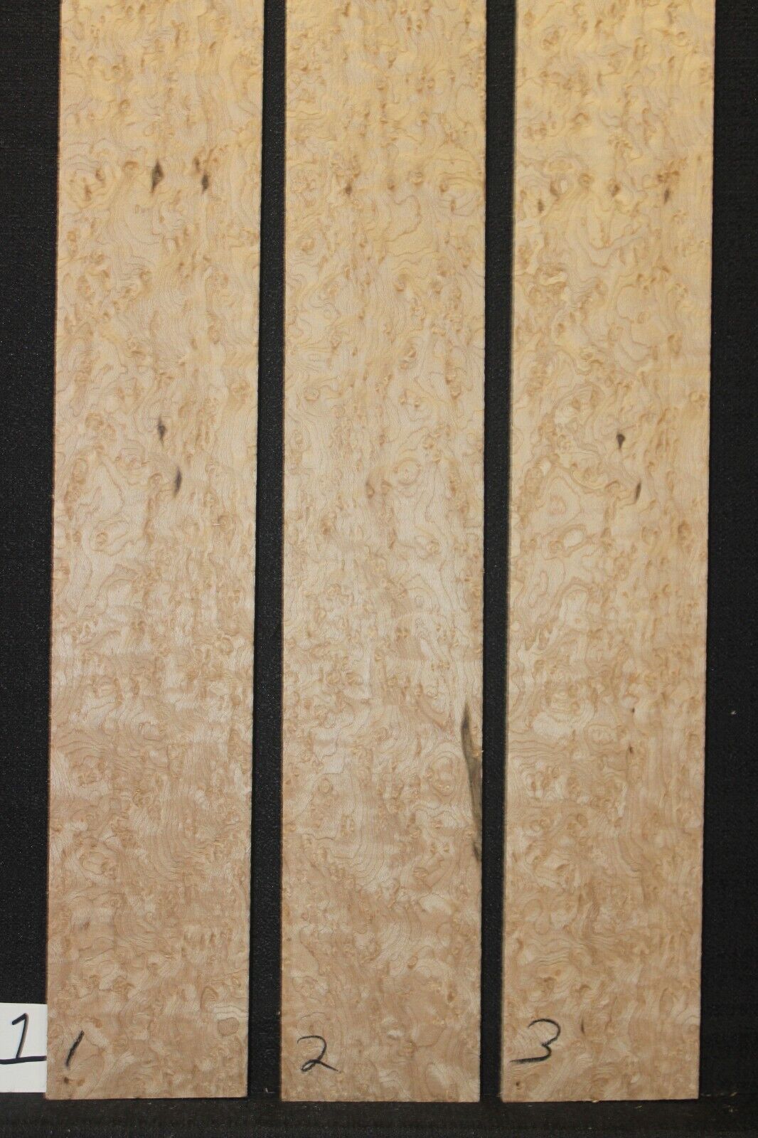 5A birdseye maple guitar fingerboard blanks, minor flaws, sold individually.