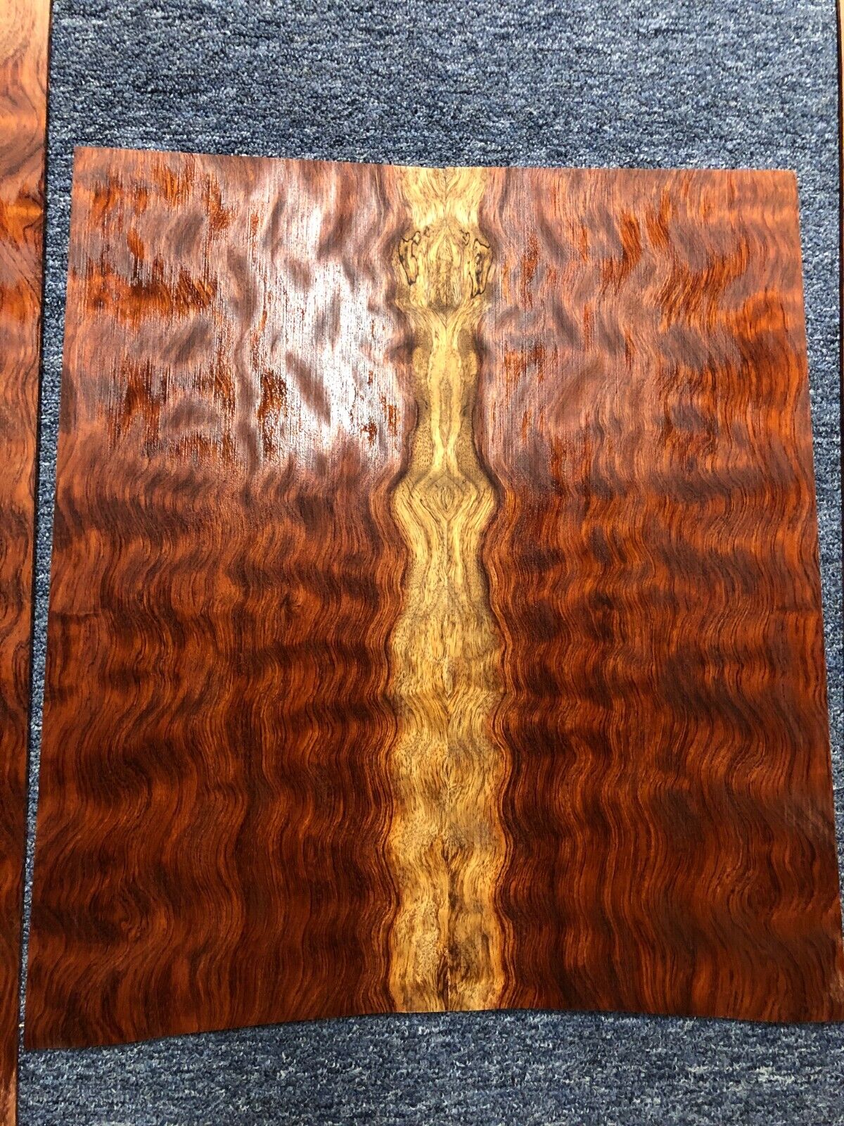 Waterfall figured bubinga back and side set. Stunning grain, color and figure.