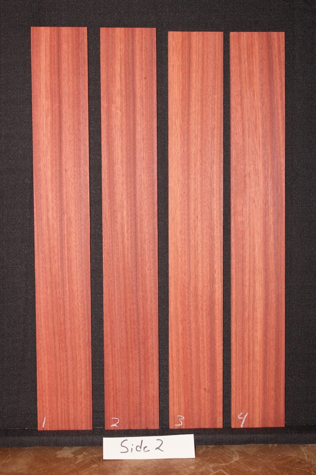 Blood wood guitar fingerboard blank. Rift cut, shows nice ribbon stripes.