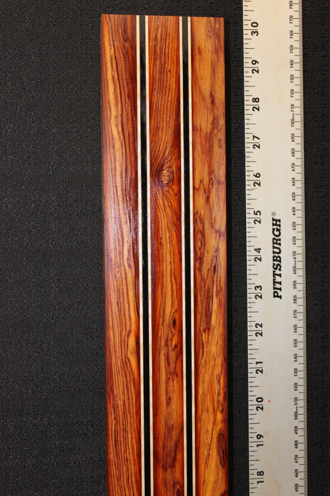Cocobolo, flame maple and ebony laminated guitar neck blank. WOW!!!