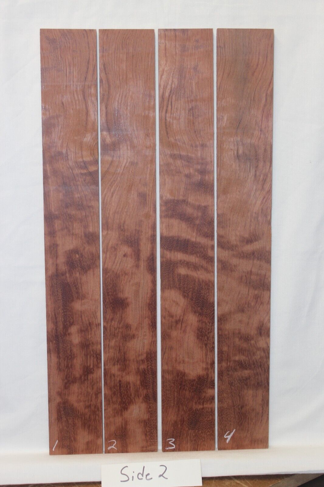 Figured bubinga guitar fingerboard blanks, sold individually.
