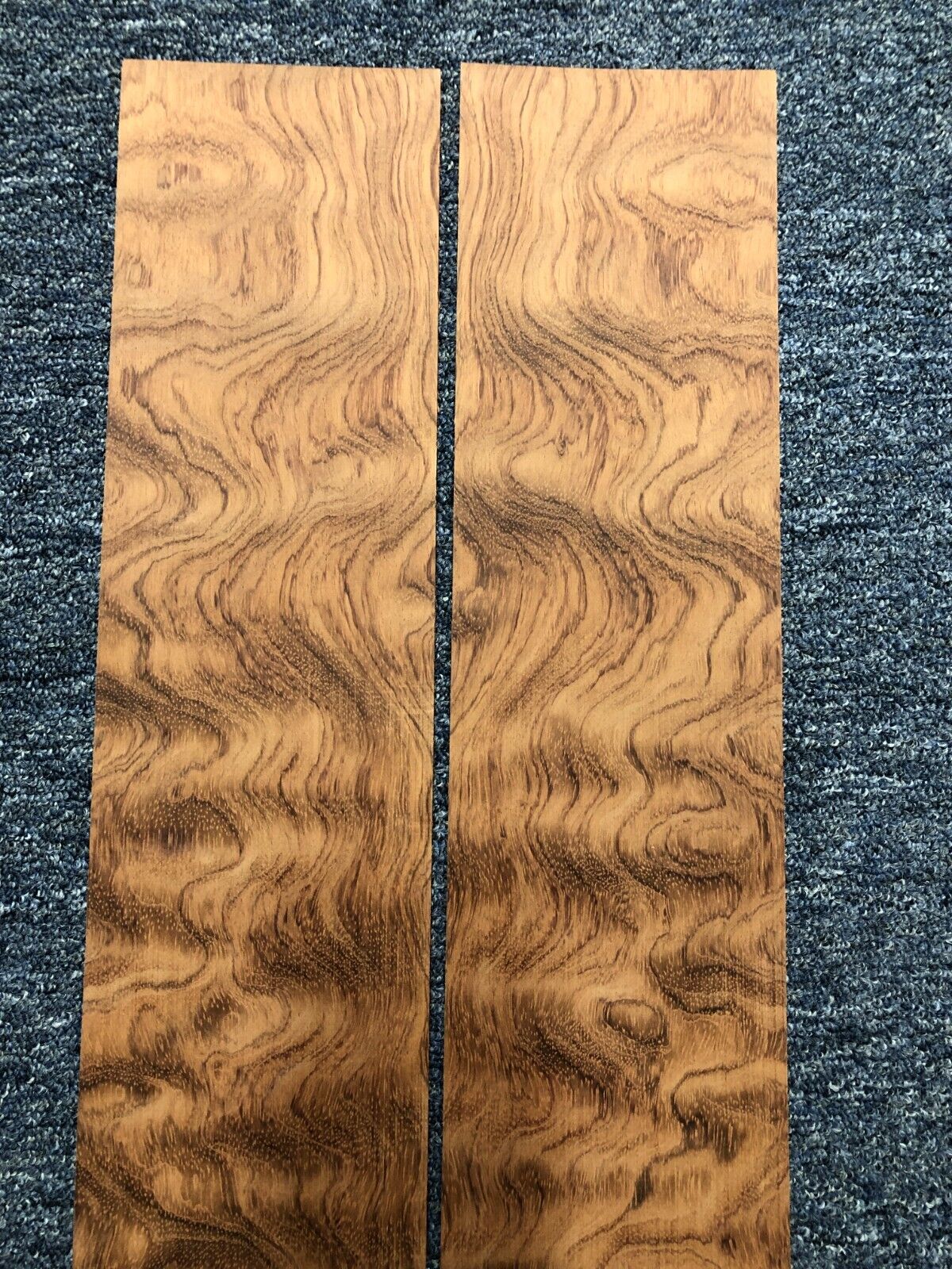 Waterfall figured bubinga back and side set. Stunning grain, color and figure.