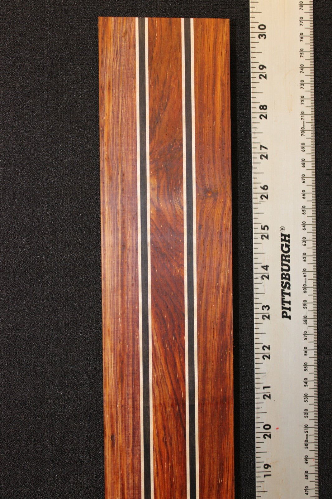 Cocobolo, flame maple and ebony laminated guitar neck blank. WOW!!!