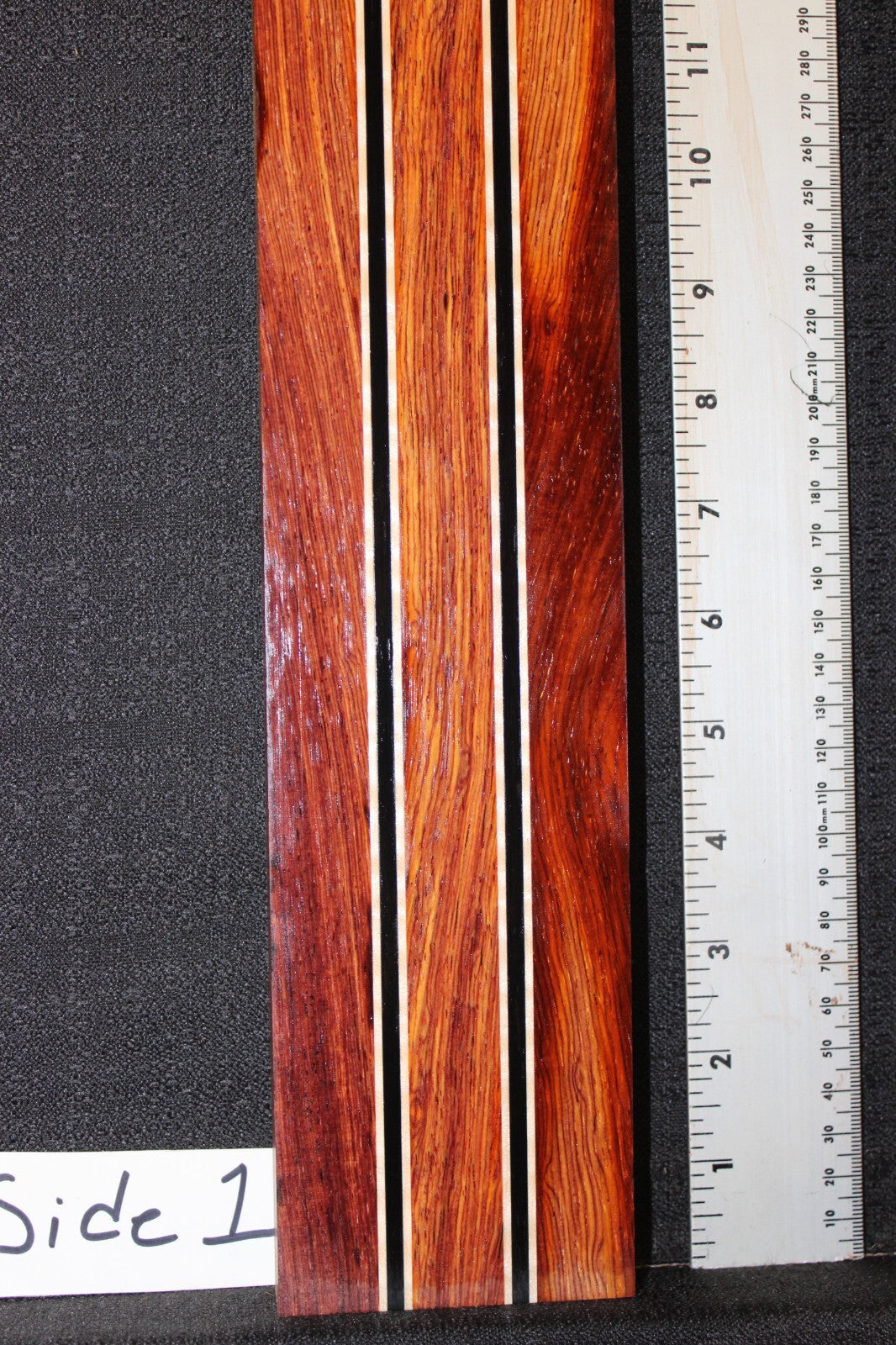 Cocobolo, flame maple and ebony laminated guitar neck blank. WOW!!!