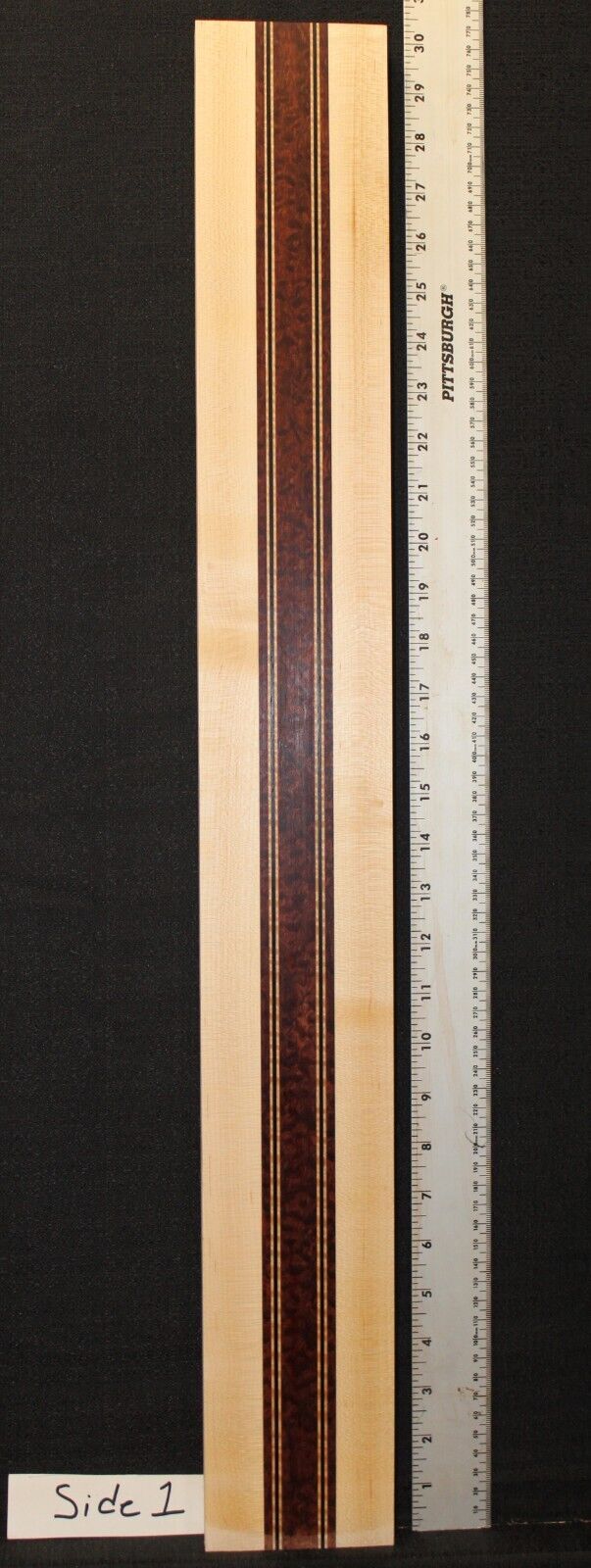 Pomelle bubinga, wenge, flame maple and hard maple guitar neck blank