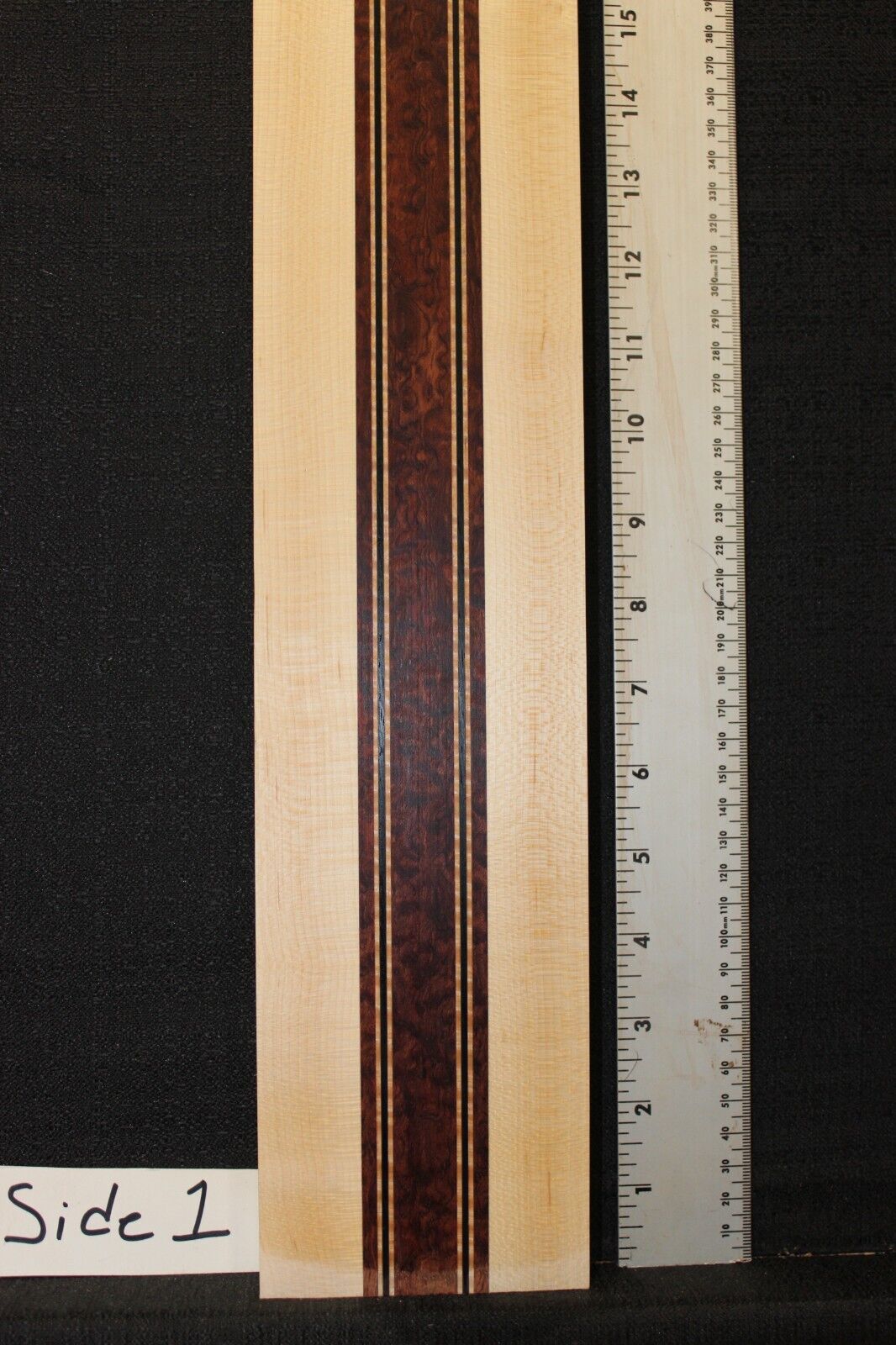 Pomelle bubinga, wenge, flame maple and hard maple guitar neck blank