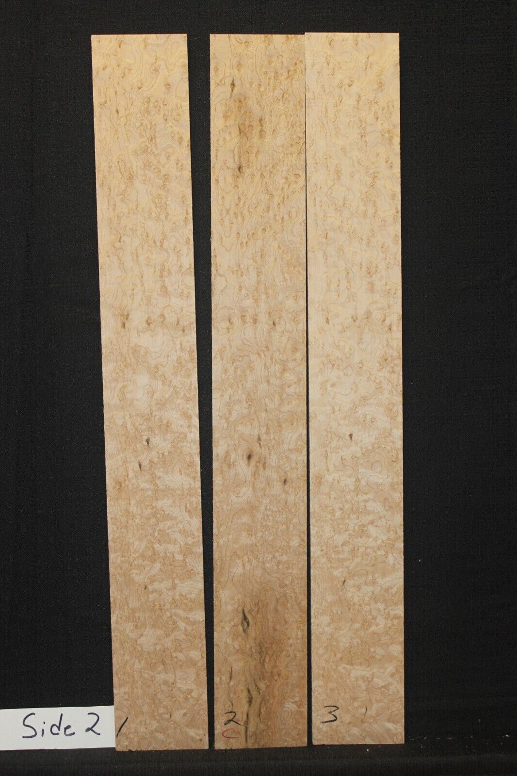 5A birdseye maple guitar fingerboard blanks, minor flaws, sold individually.