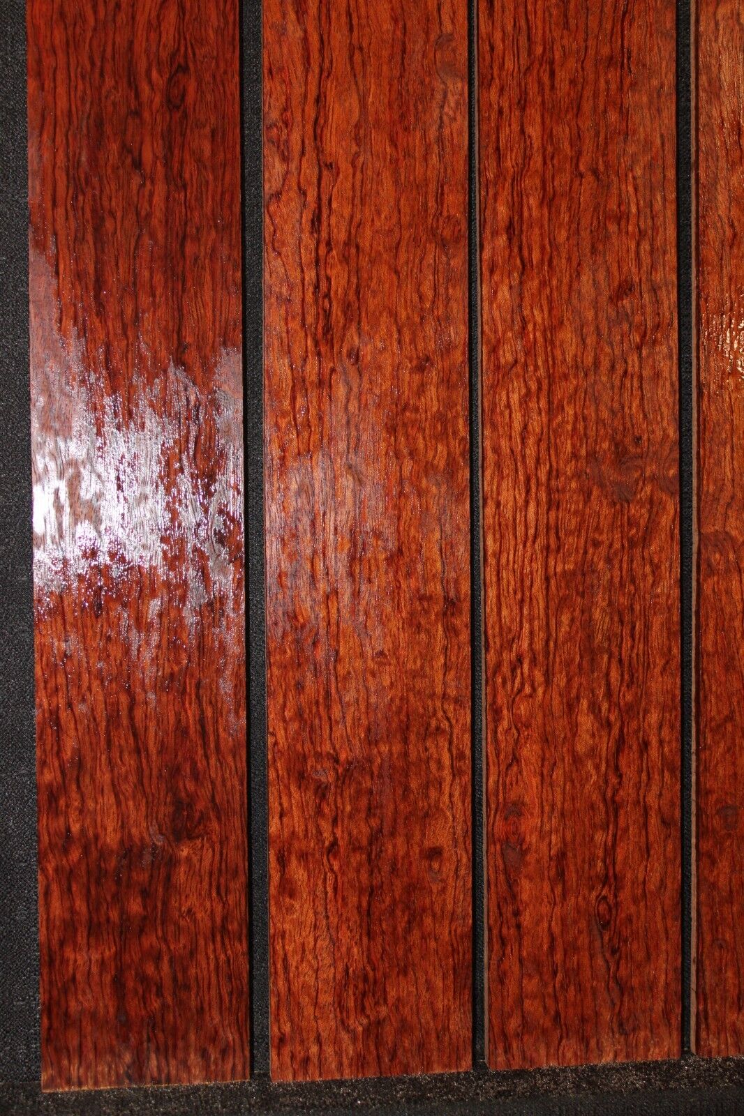 Figured bubinga guitar fingerboard blanks, sold individually. 22" long